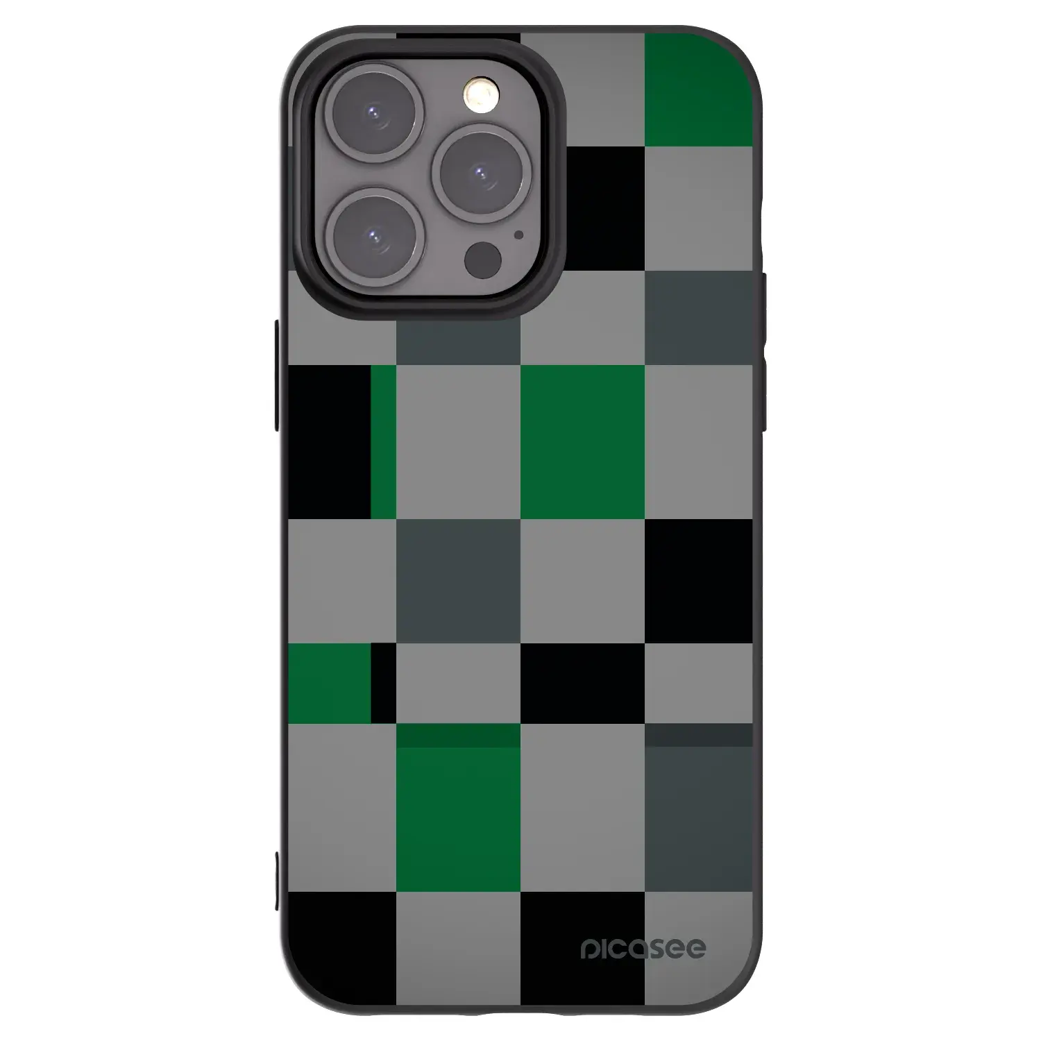 Silikonový černý obal pro Apple iPhone 15 Pro Max - Block Grid