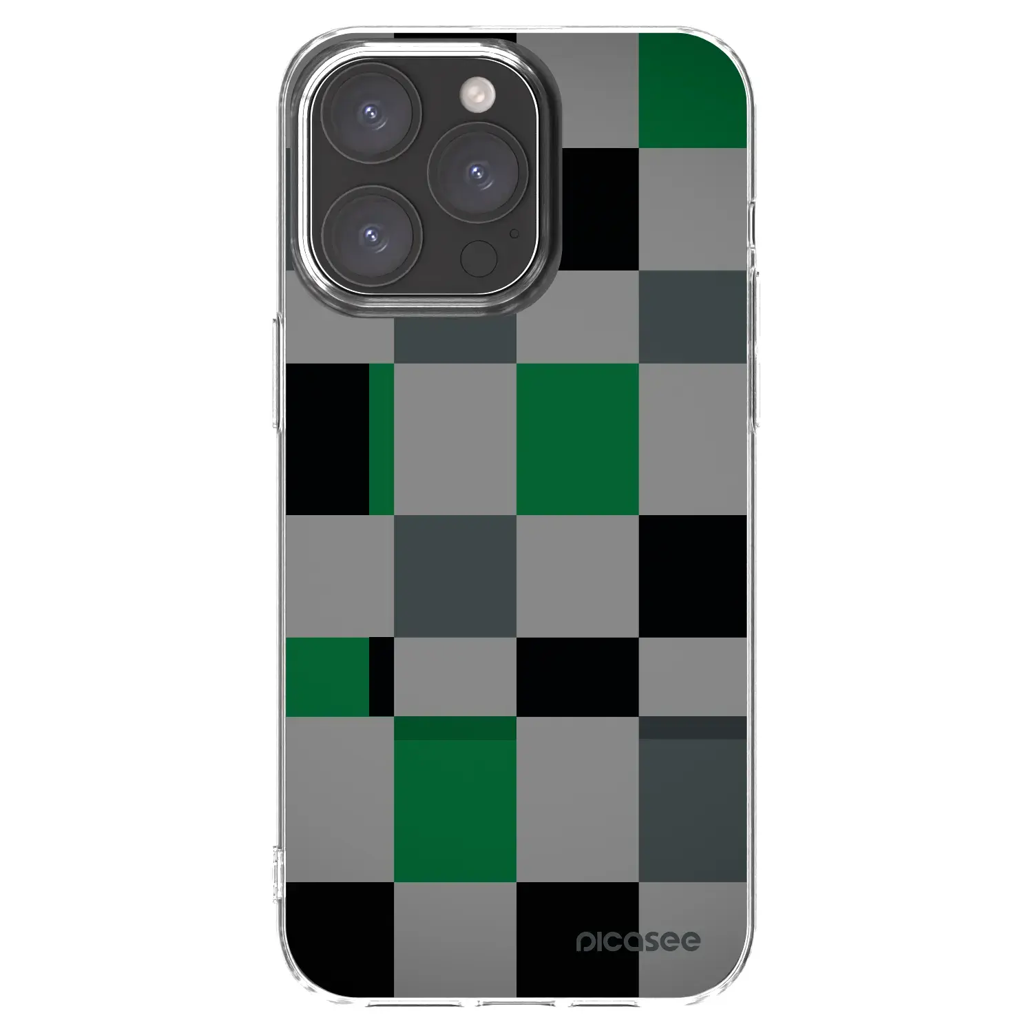 Silikonový průhledný obal pro Apple iPhone 15 Pro Max - Block Grid