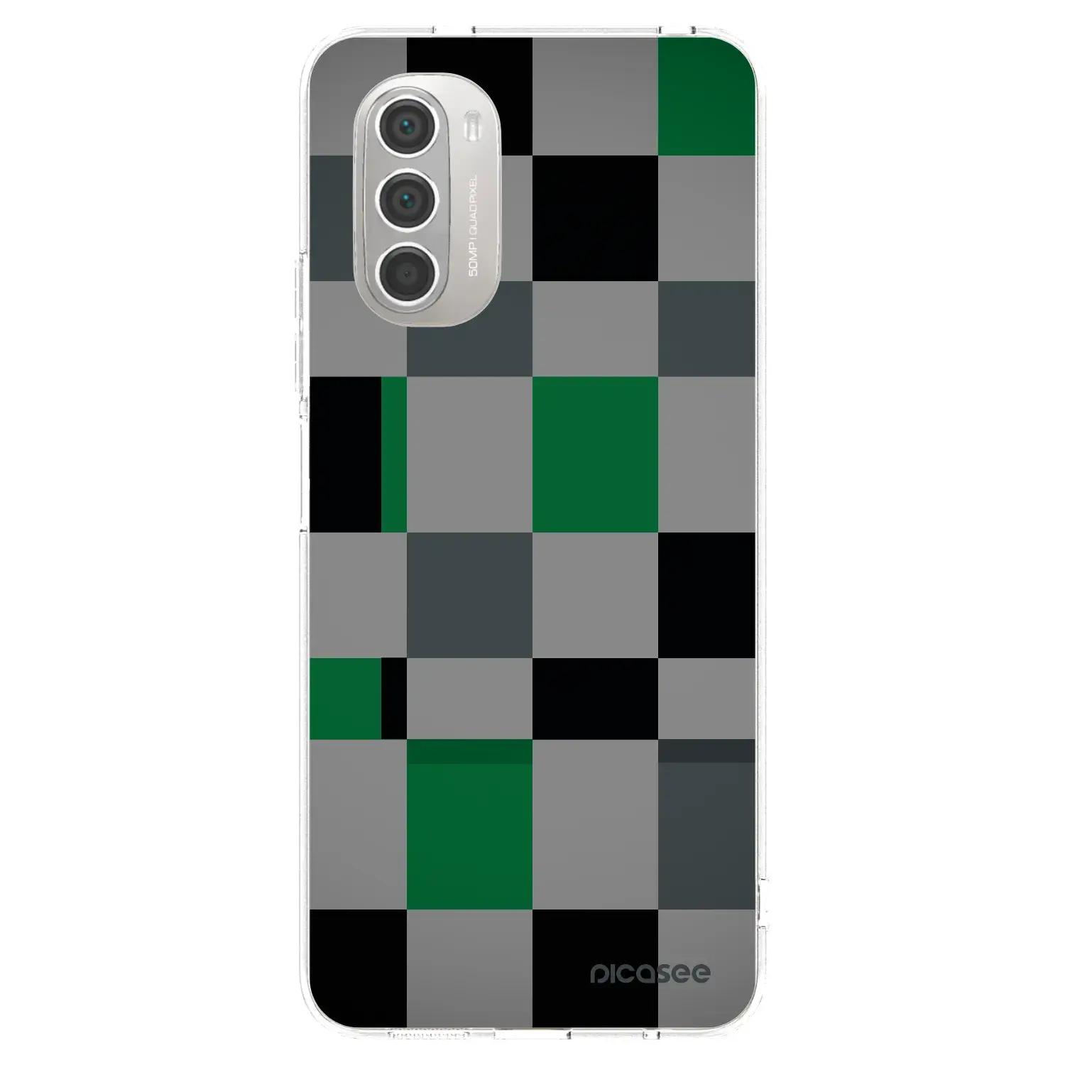 Silikonový průhledný obal pro Motorola Moto G51 - Block Grid