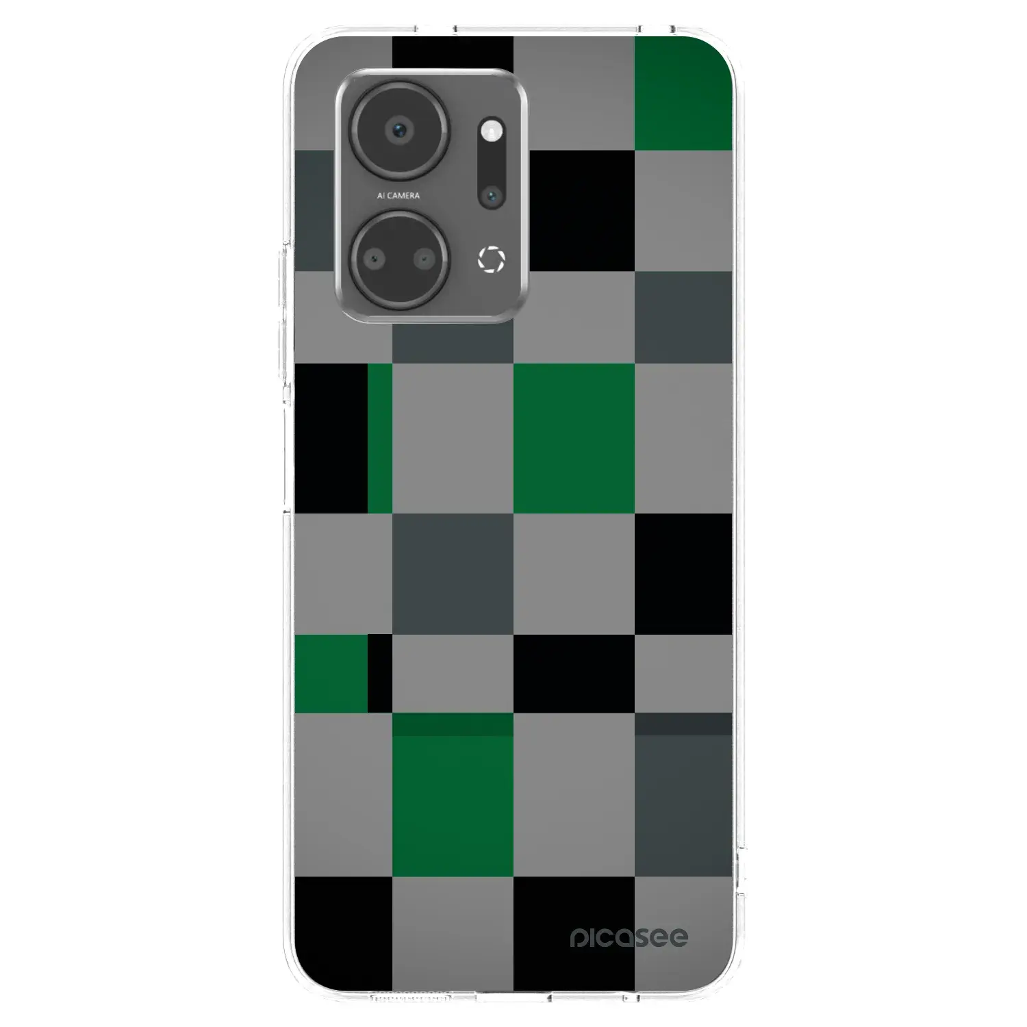 Silikonový průhledný obal pro Honor X7a - Block Grid