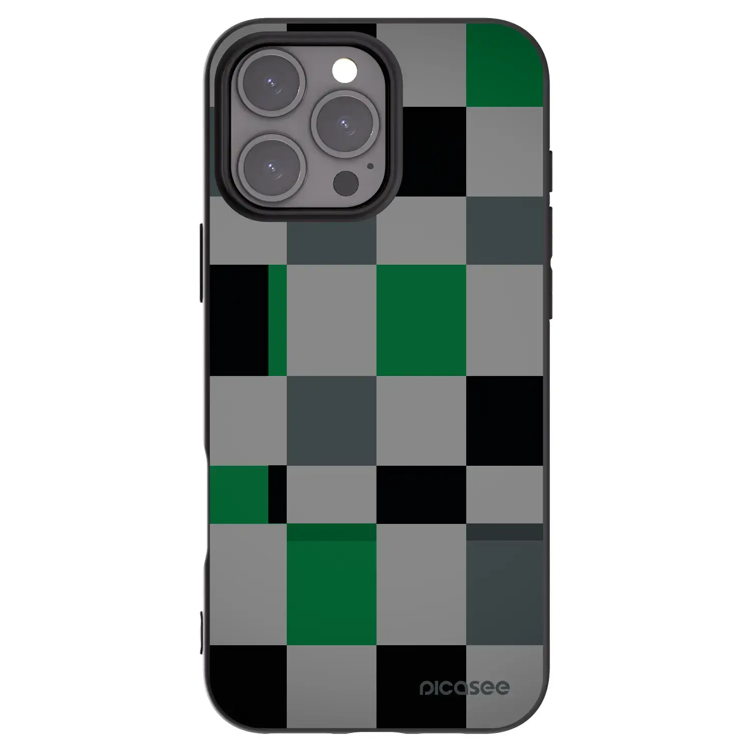 Silikonový černý obal pro Apple iPhone 16 Pro Max - Block Grid
