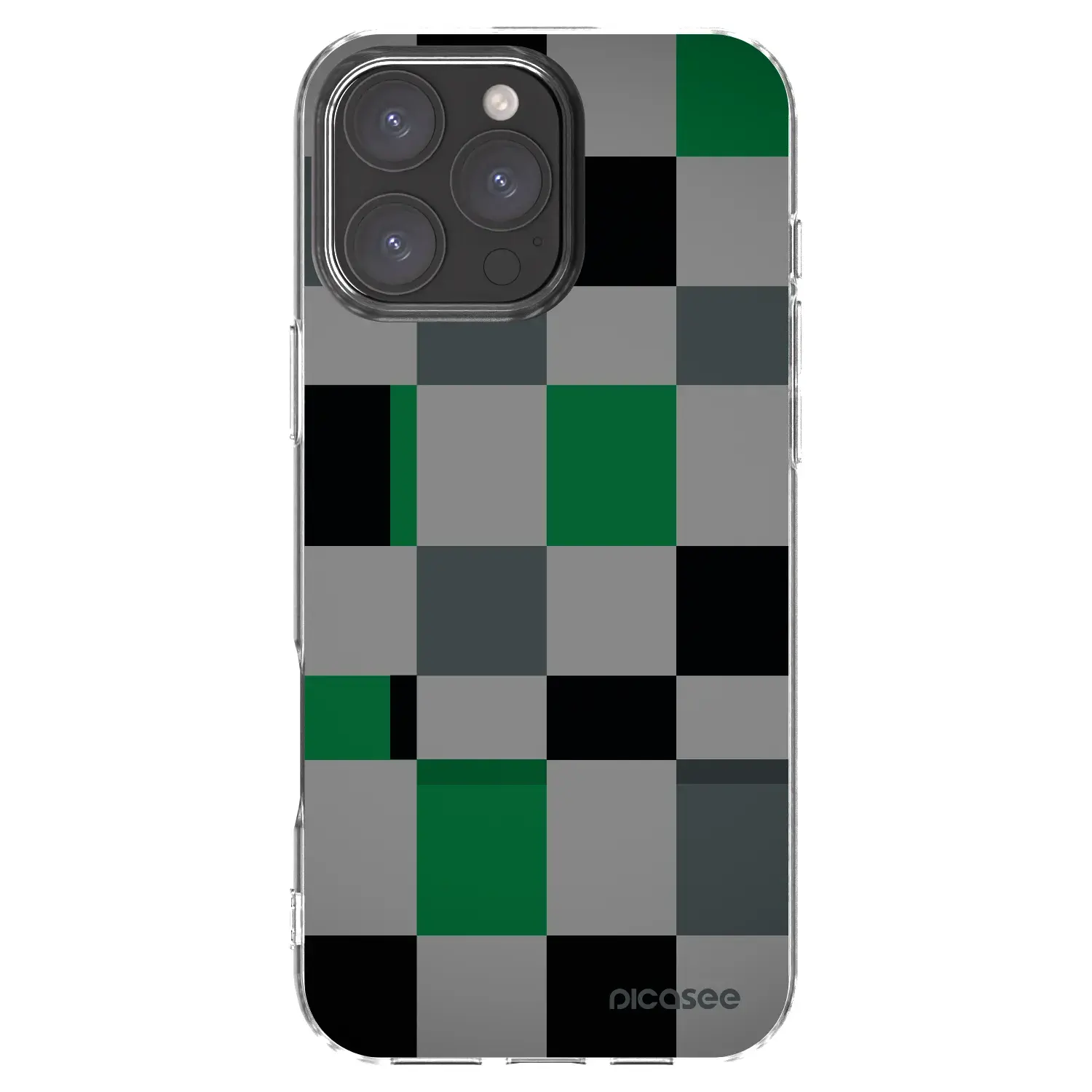 Silikonový průhledný obal pro Apple iPhone 16 Pro Max - Block Grid
