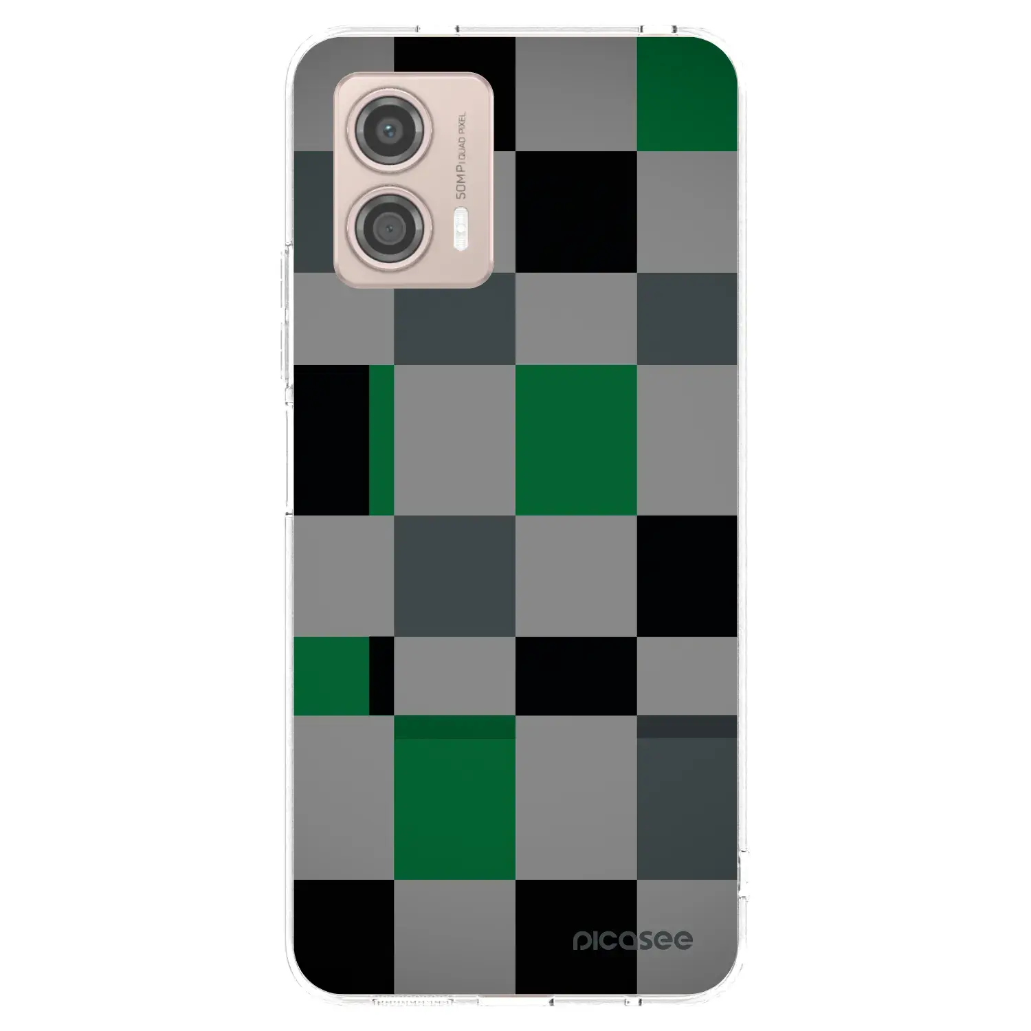 Silikonový průhledný obal pro Motorola Moto G53 5G - Block Grid