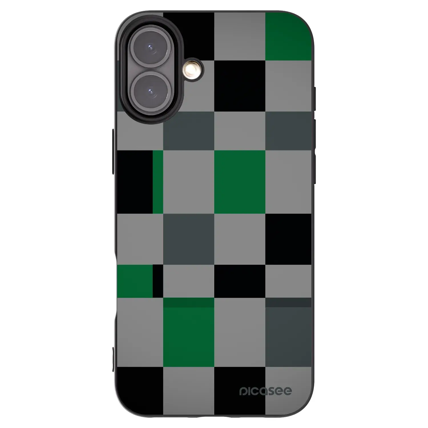 Silikonový černý obal pro Apple iPhone 16 Plus - Block Grid