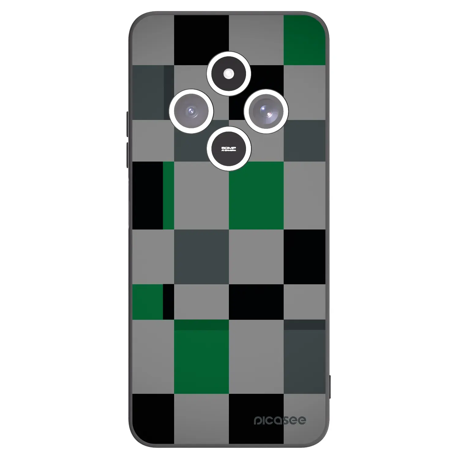 Silikonový černý obal pro Xiaomi Redmi 14C - Block Grid