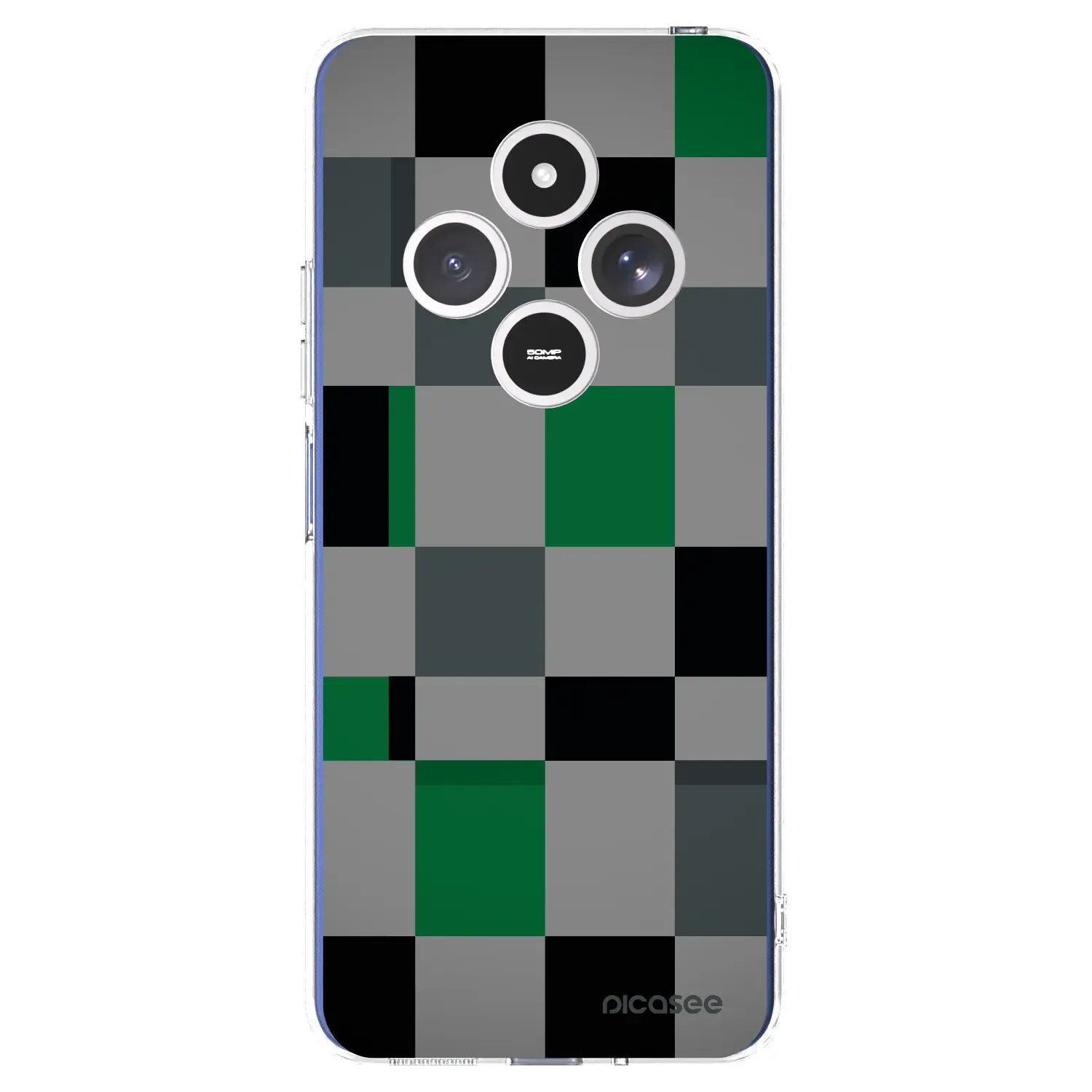 Silikonový průhledný obal pro Xiaomi Redmi 14C - Block Grid