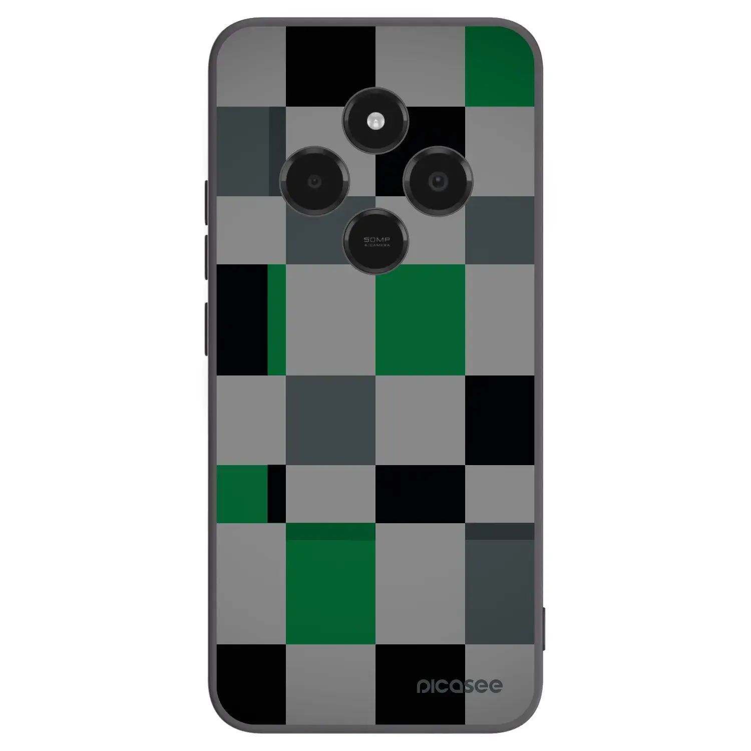Silikonový černý obal pro Xiaomi Poco C75 - Block Grid