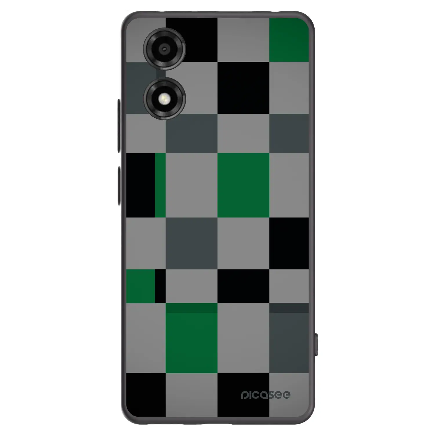 Silikonový černý obal pro Motorola Moto E14 - Block Grid