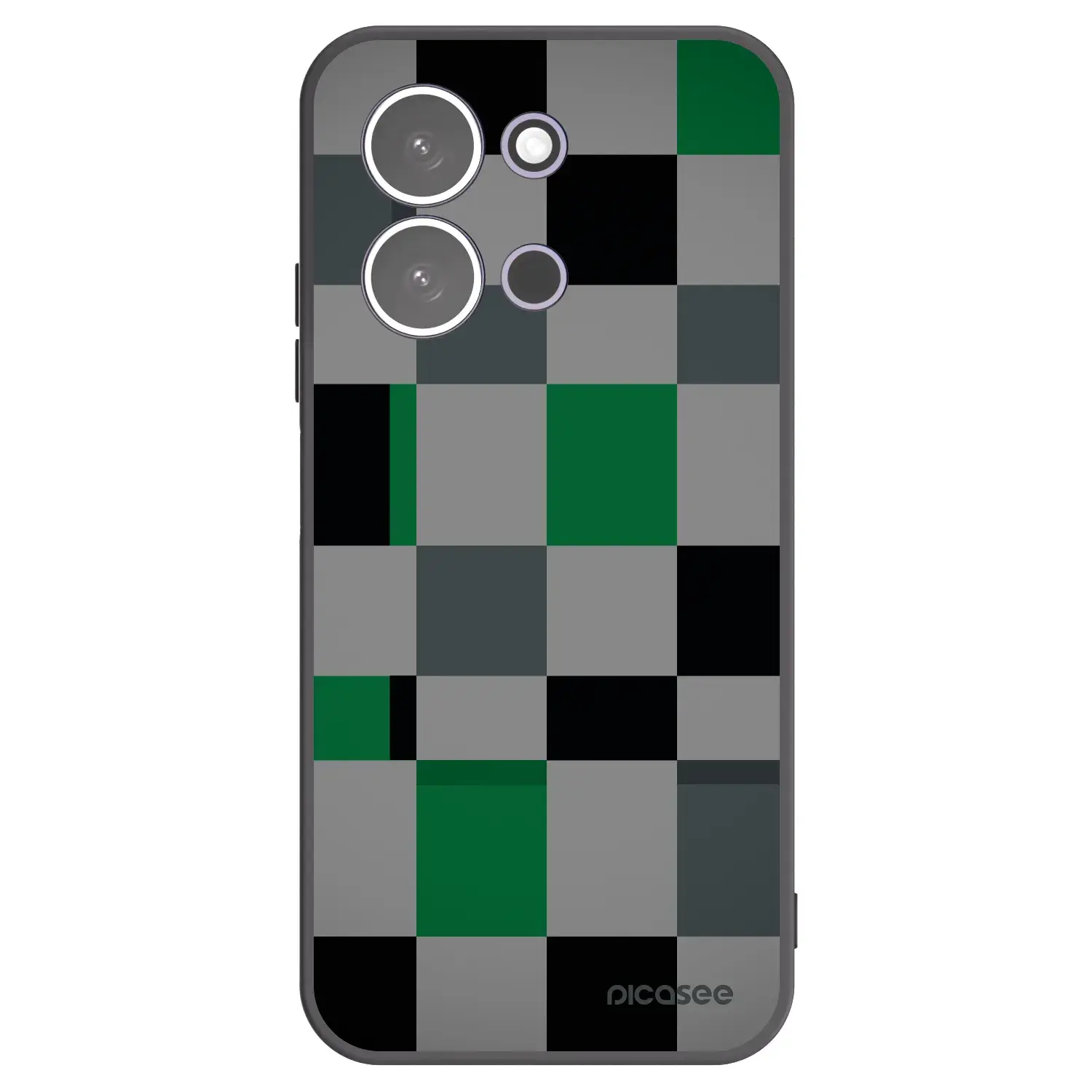 Silikonový černý obal pro Xiaomi Redmi 15C 5G - Block Grid