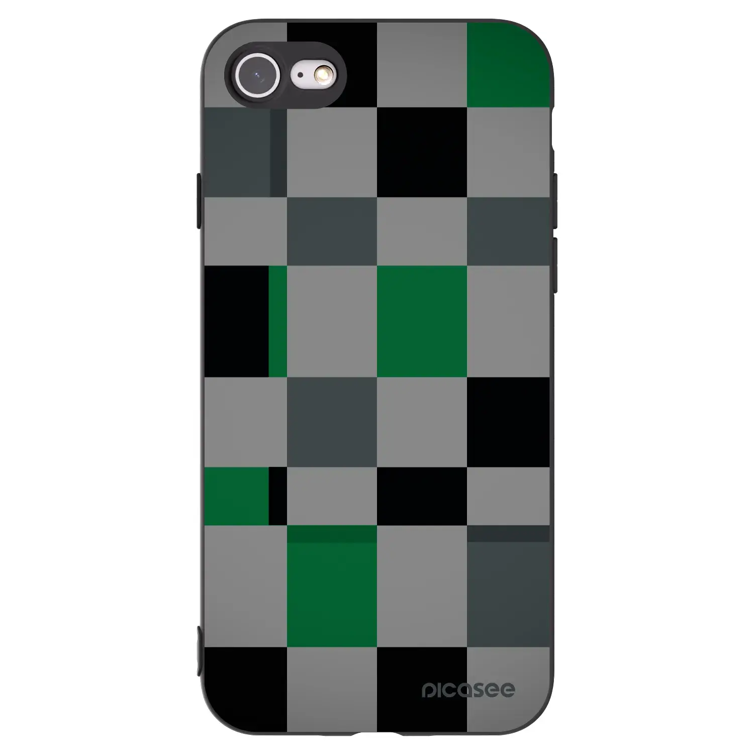 Silikonový černý obal pro Apple iPhone SE 2020 - Block Grid