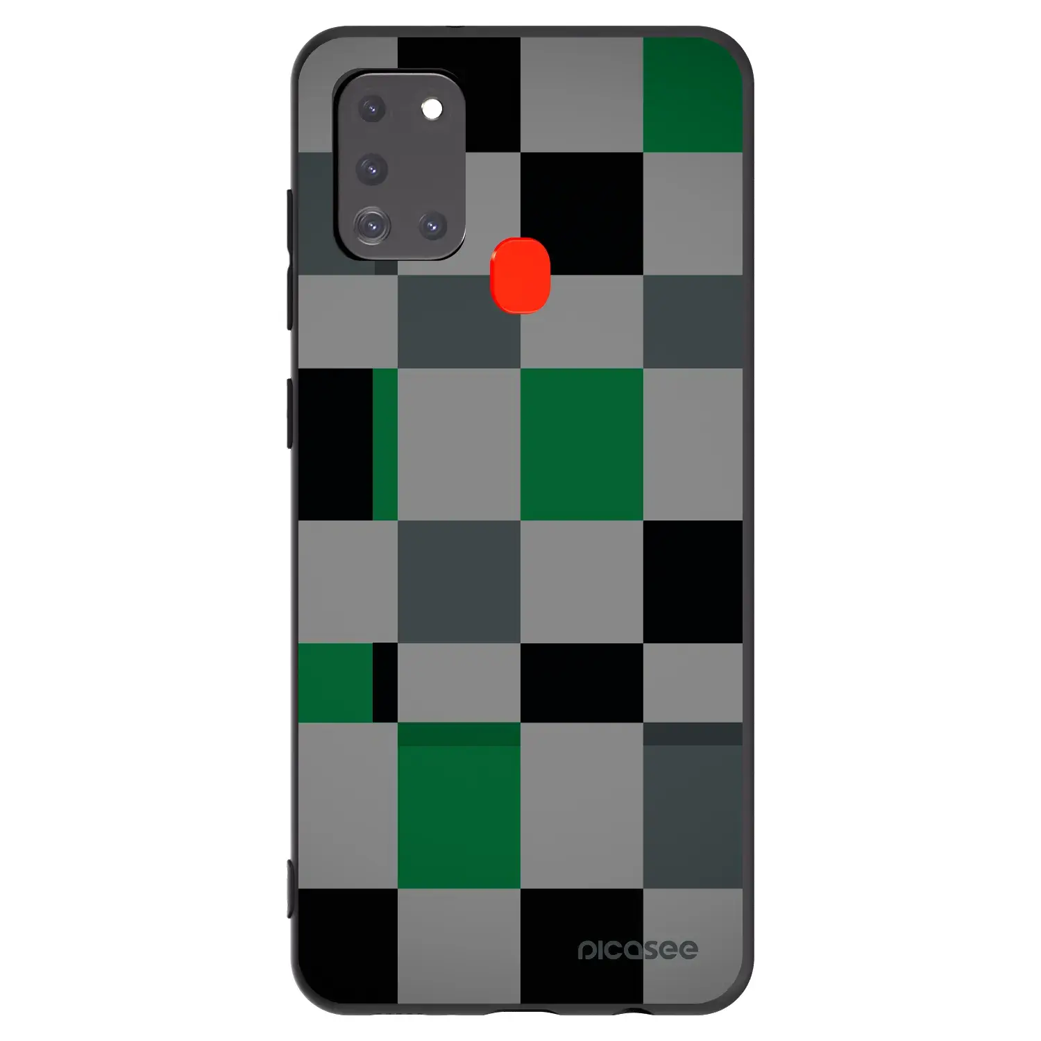Silikonový černý obal pro Samsung Galaxy A21s - Block Grid