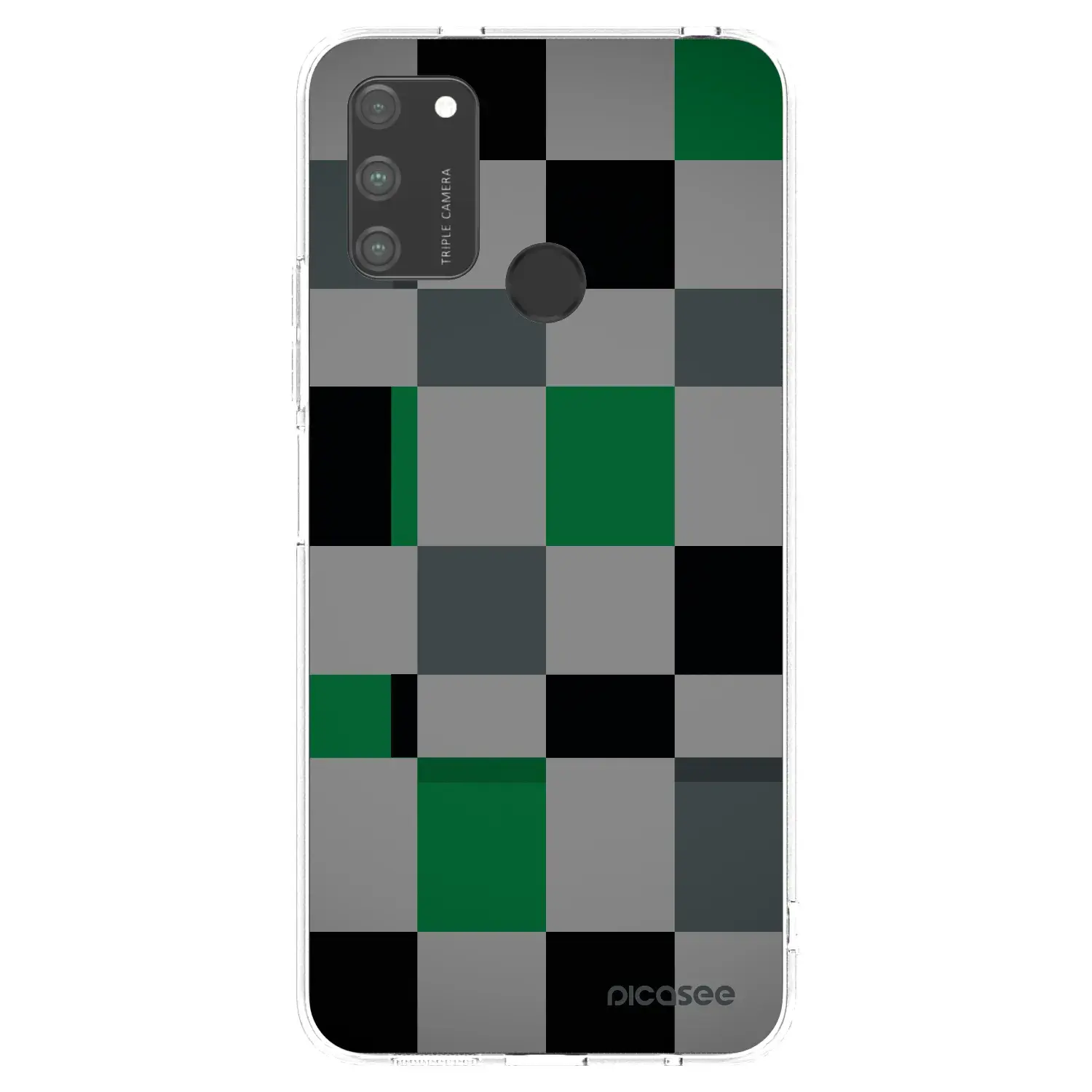 Silikonový průhledný obal pro Honor 9A - Block Grid