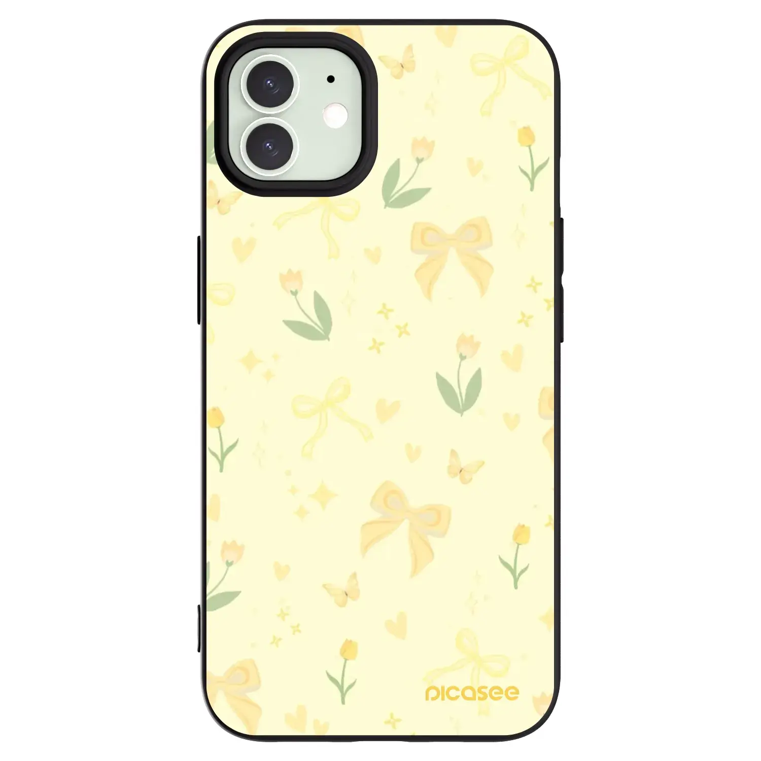 Silikonový černý obal pro Apple iPhone 12 - Honey Blossom