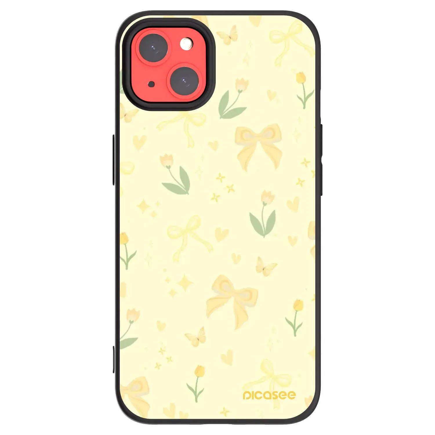 Silikonový černý obal pro Apple iPhone 13 - Honey Blossom