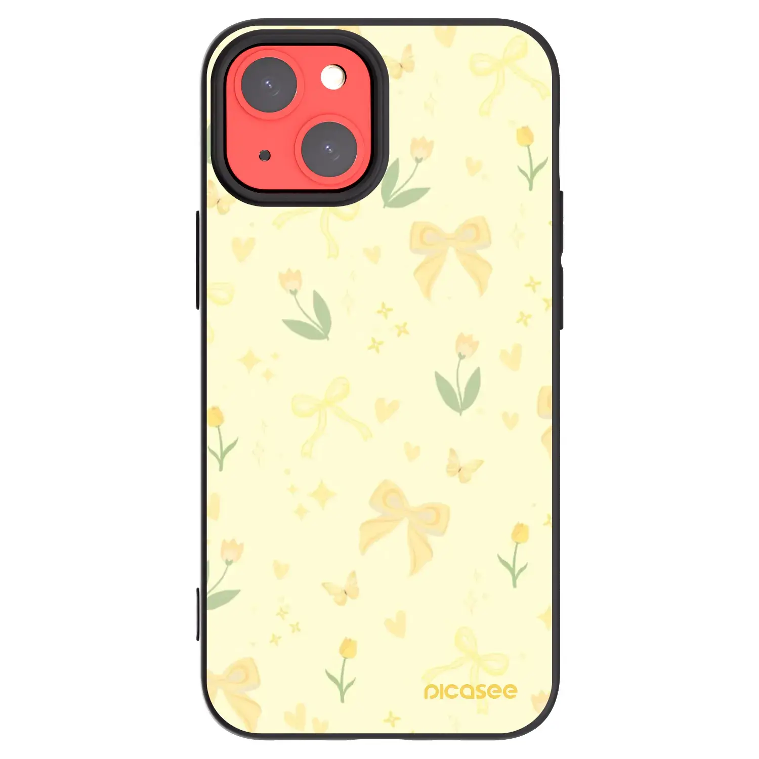 Silikonový černý obal pro Apple iPhone 13 mini - Honey Blossom