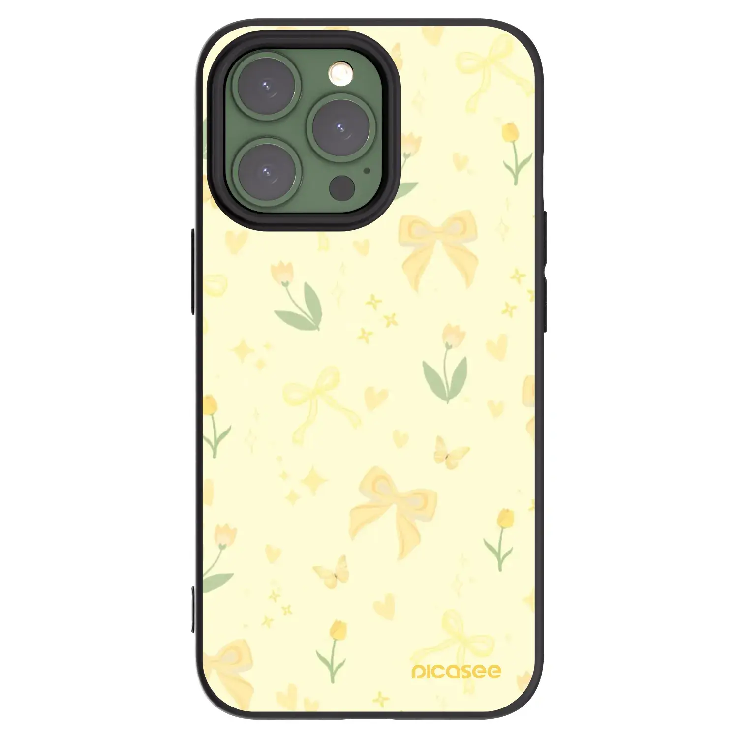 Silikonový černý obal pro Apple iPhone 13 Pro - Honey Blossom