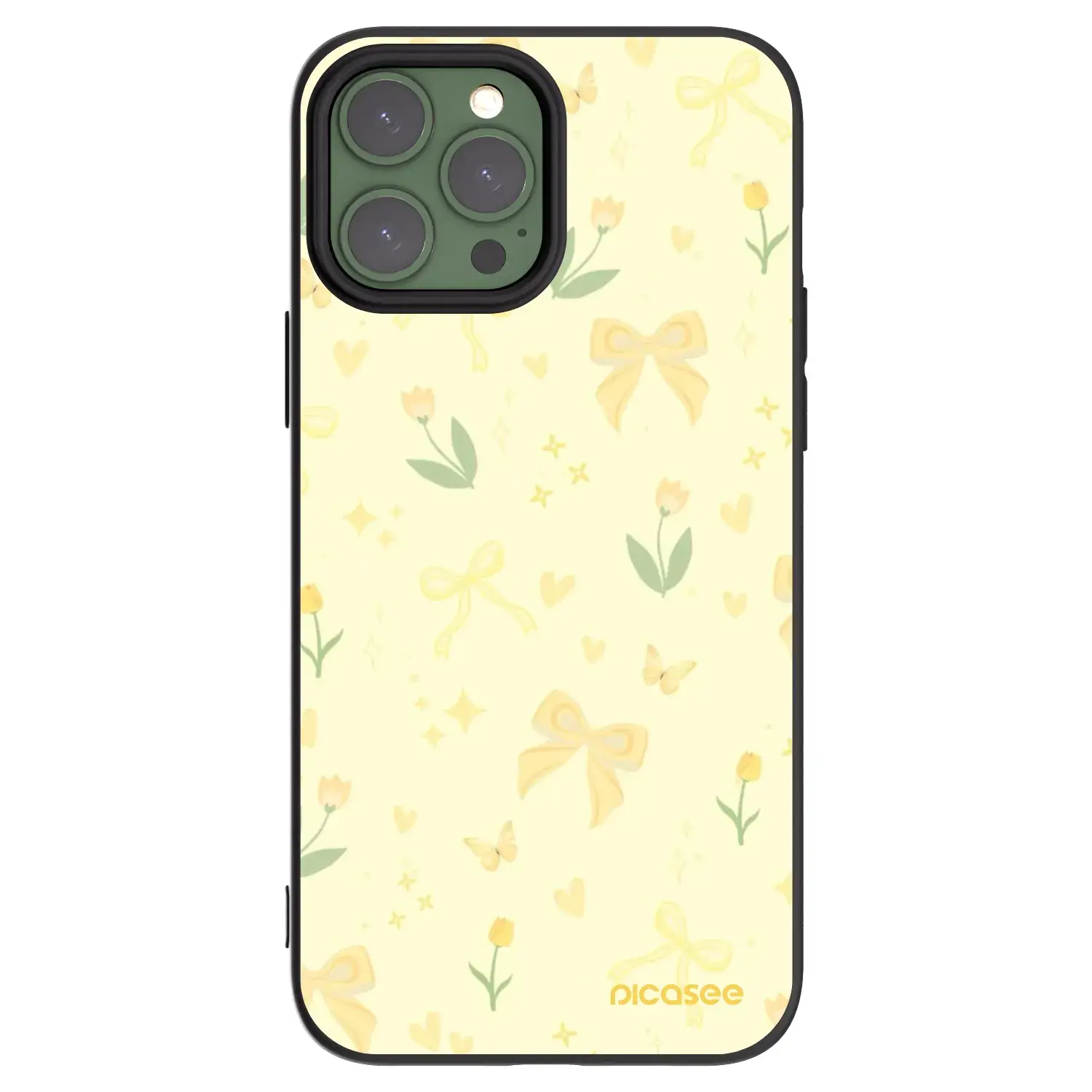 Silikonový černý obal pro Apple iPhone 13 Pro Max - Honey Blossom
