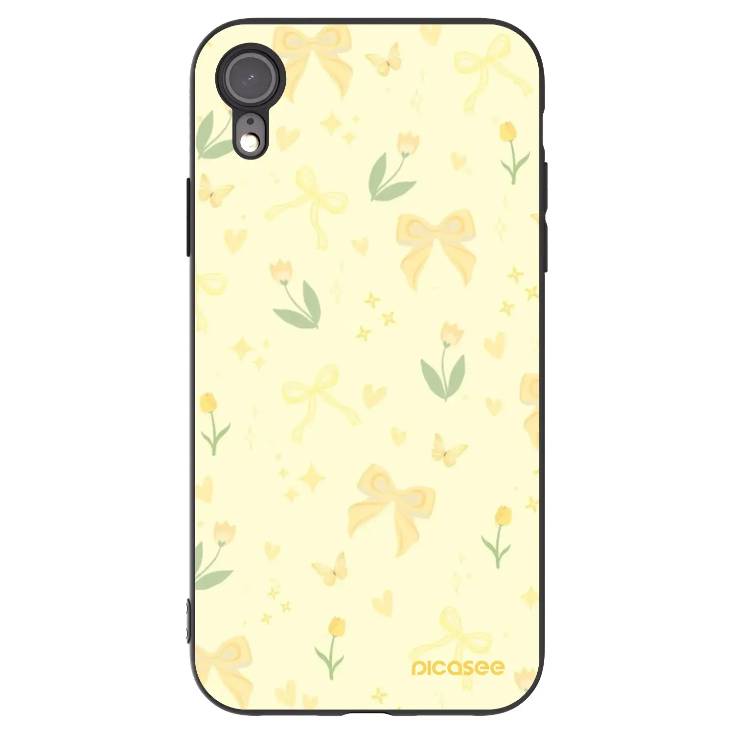 Silikonový černý obal pro Apple iPhone XR - Honey Blossom