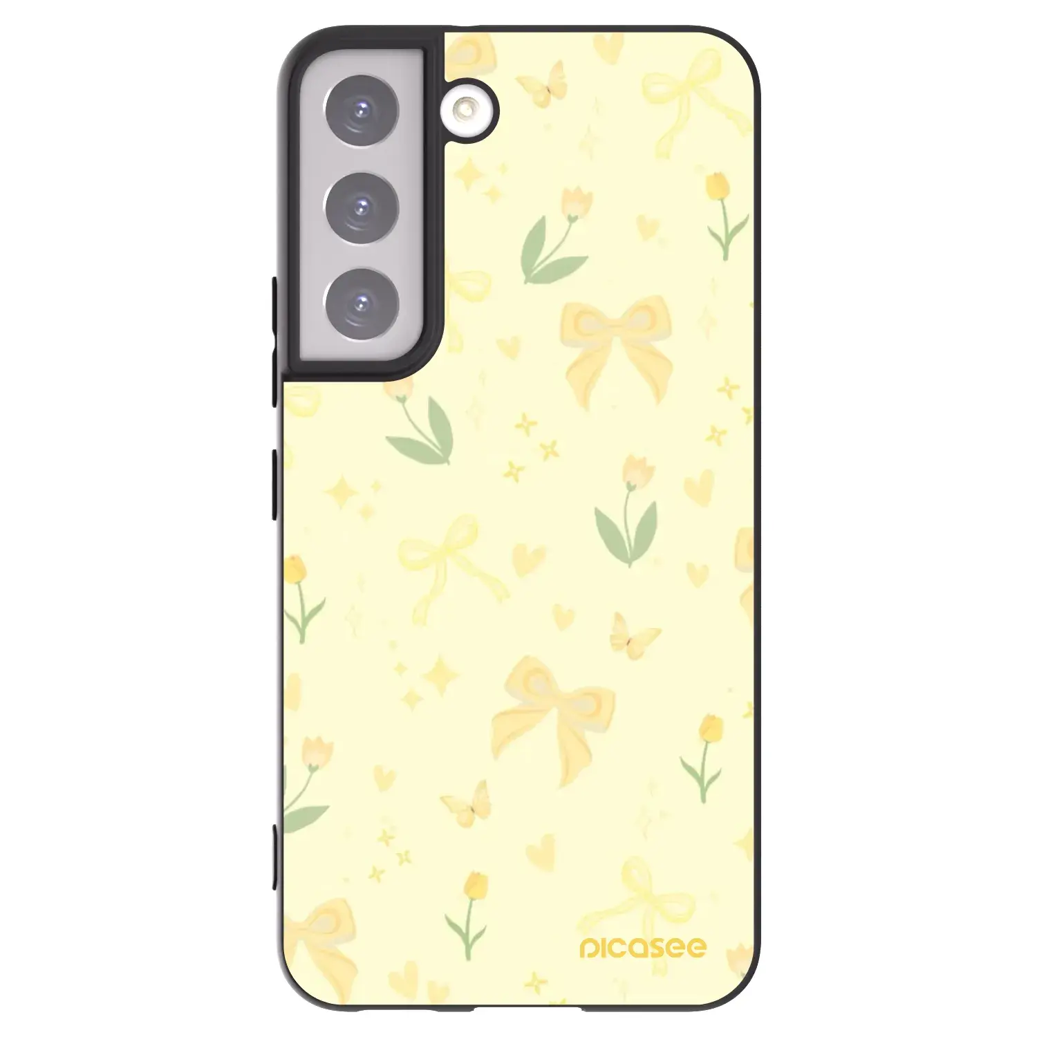 Silikonový černý obal pro Samsung Galaxy S22 5G - Honey Blossom