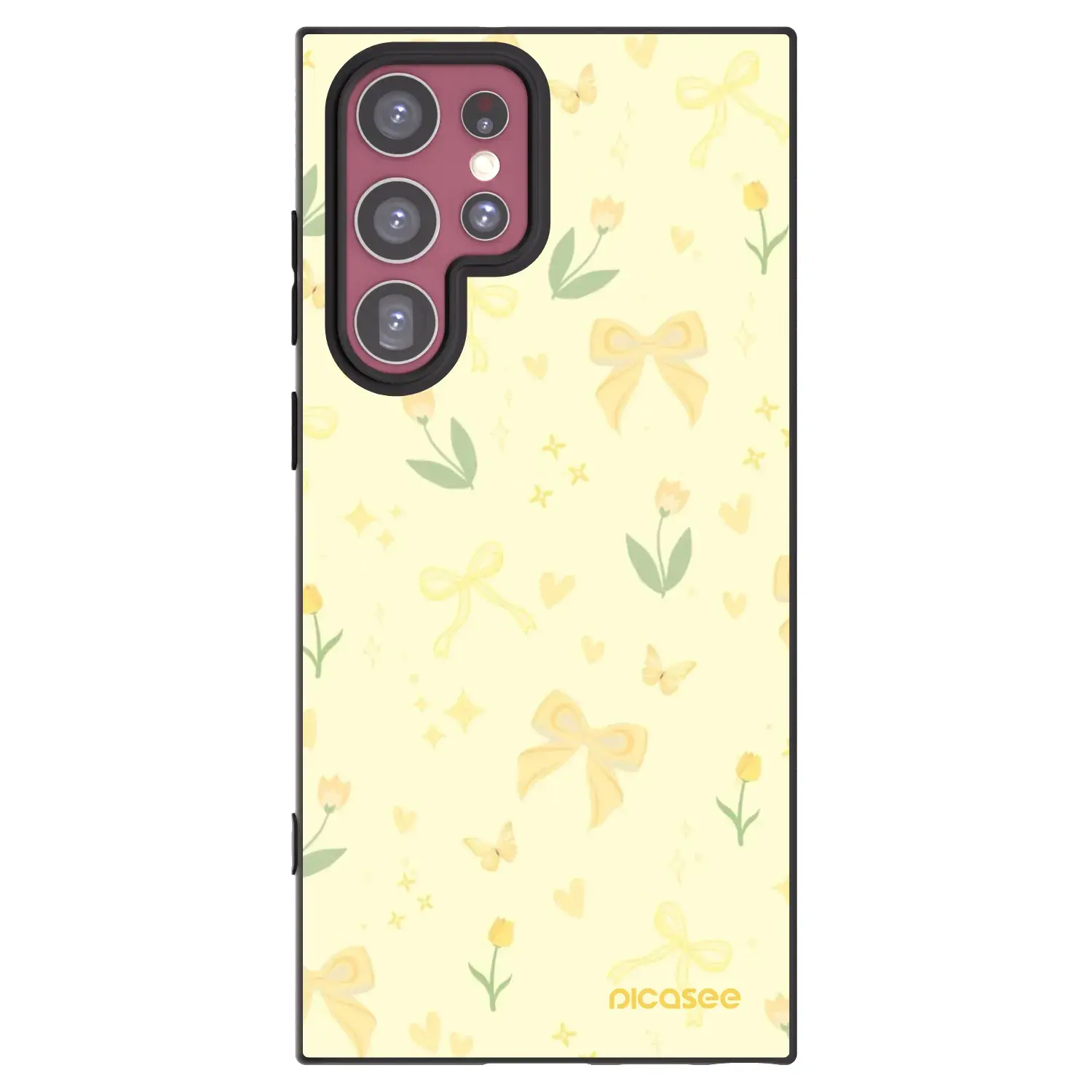 Silikonový černý obal pro Samsung Galaxy S22 Ultra 5G - Honey Blossom