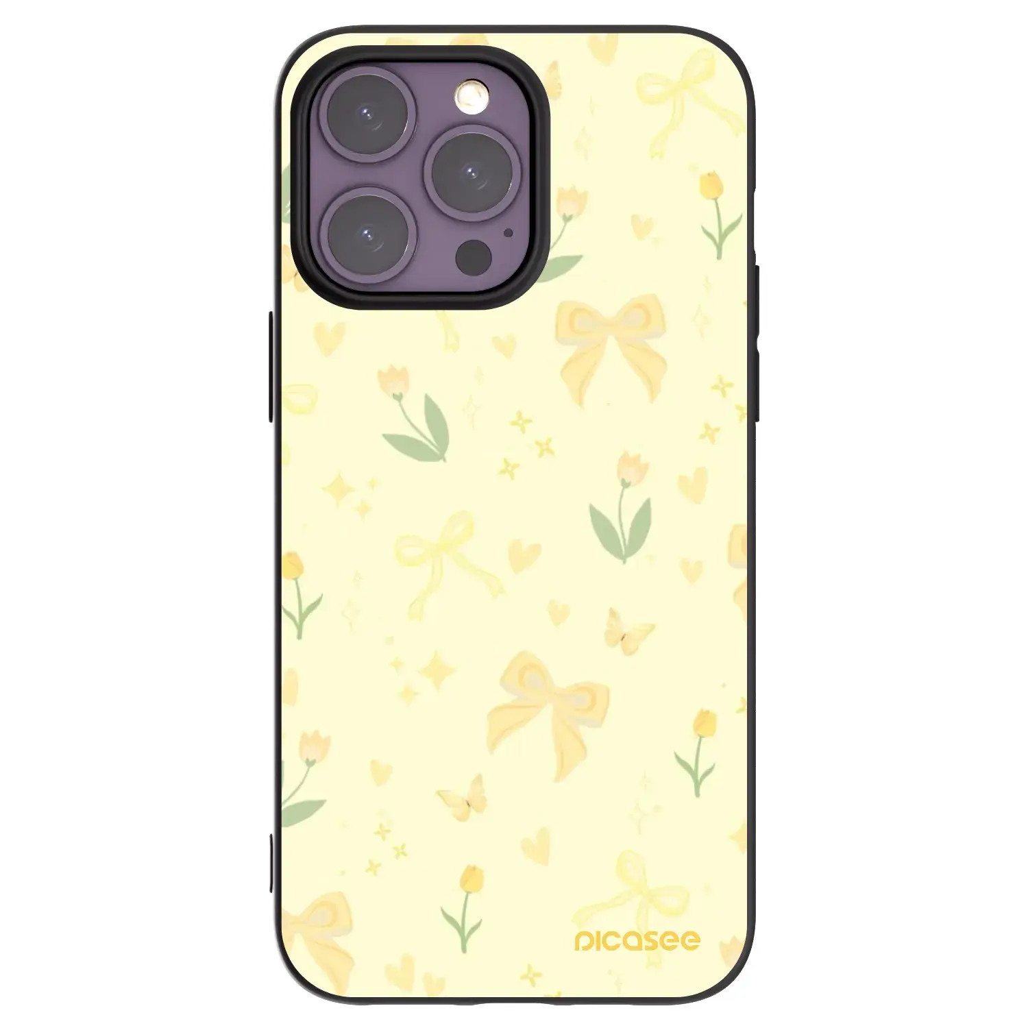 Silikonový černý obal pro Apple iPhone 14 Pro Max - Honey Blossom
