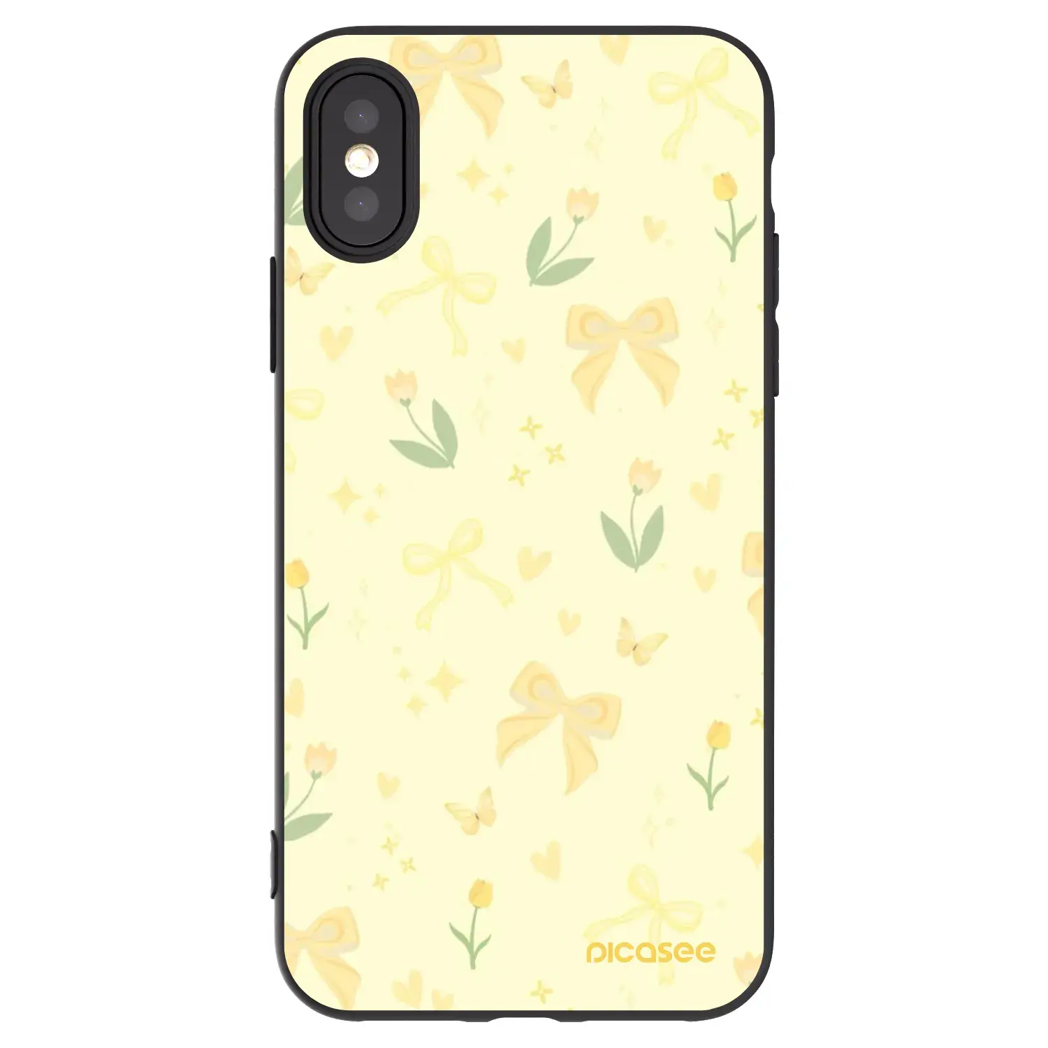 Silikonový černý obal pro Apple iPhone X/XS - Honey Blossom