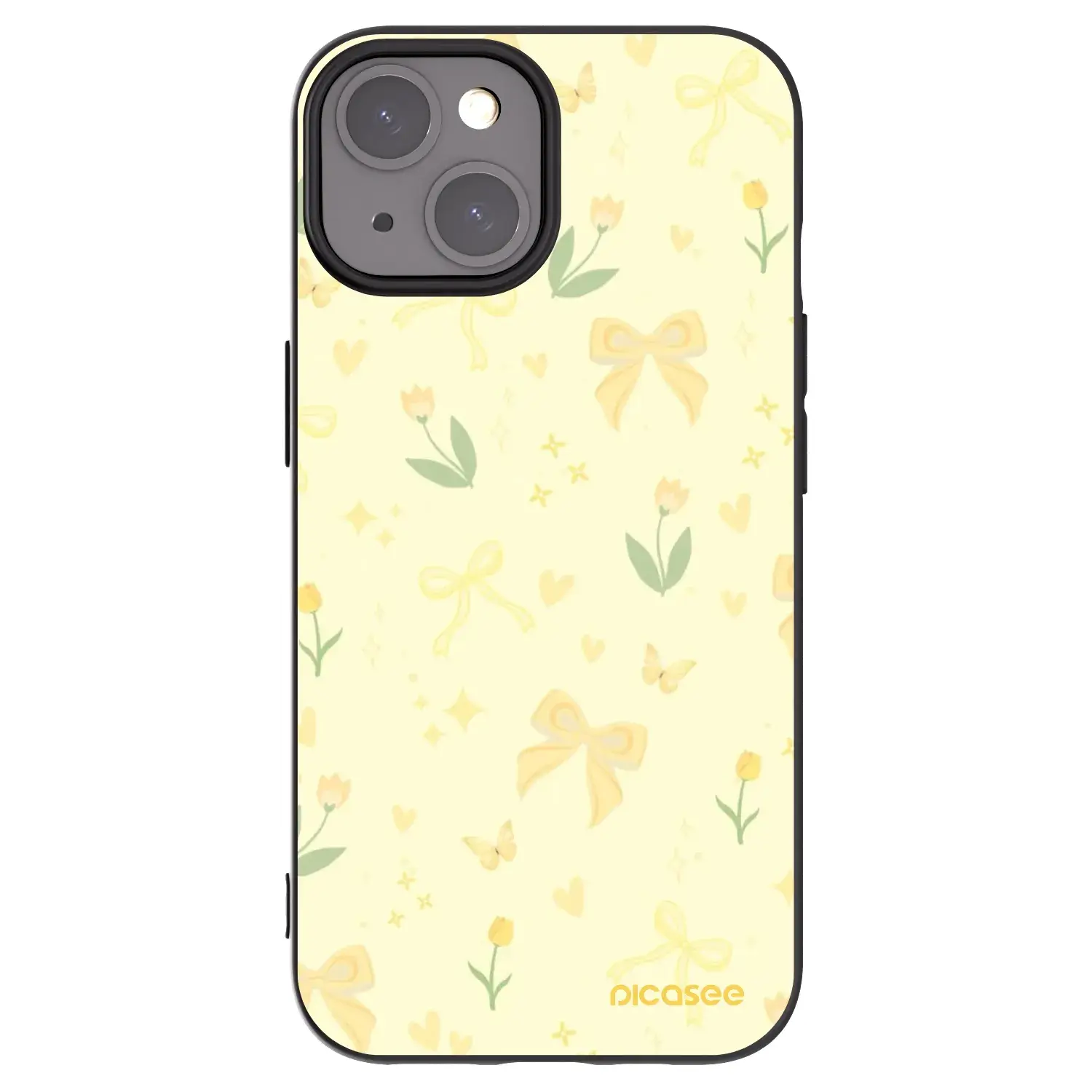 Silikonový černý obal pro Apple iPhone 15 - Honey Blossom