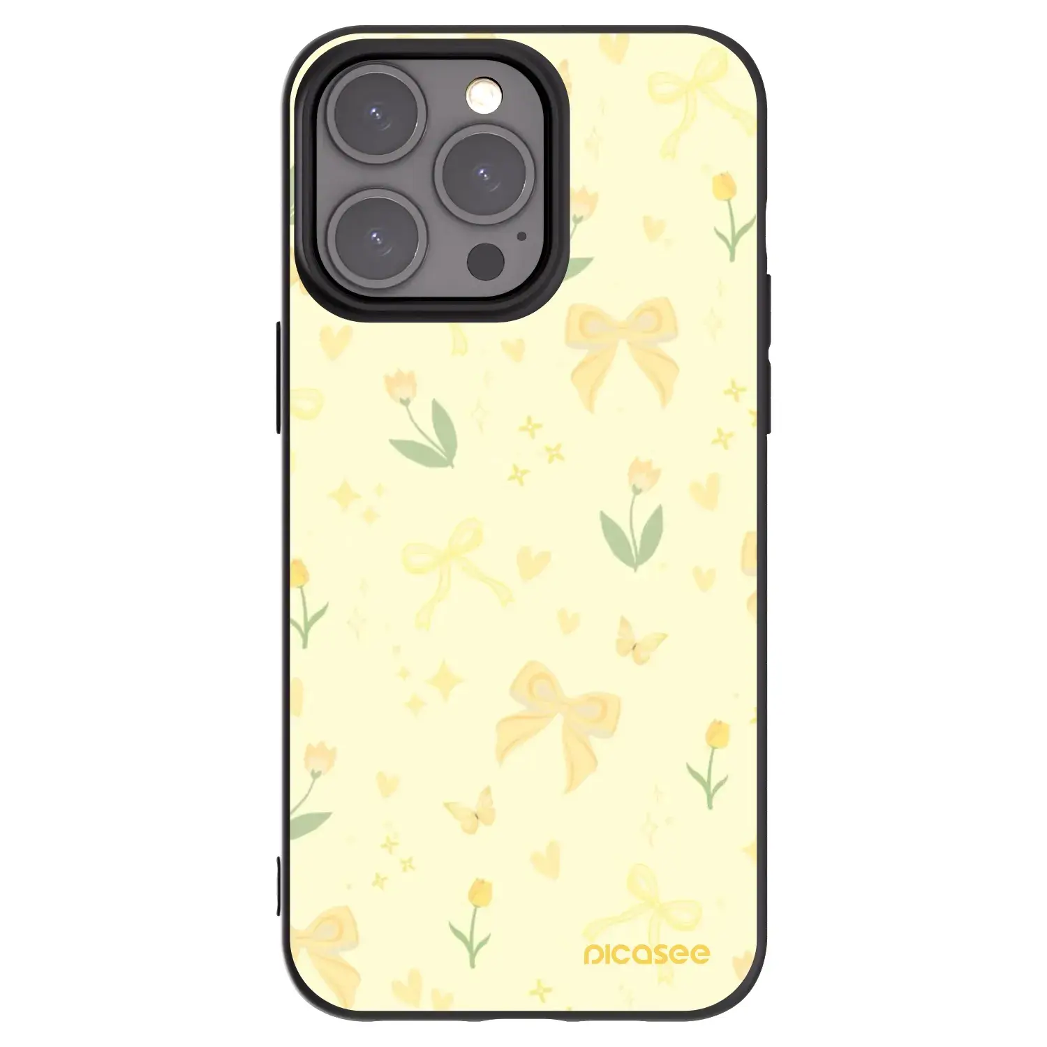 Silikonový černý obal pro Apple iPhone 15 Pro Max - Honey Blossom