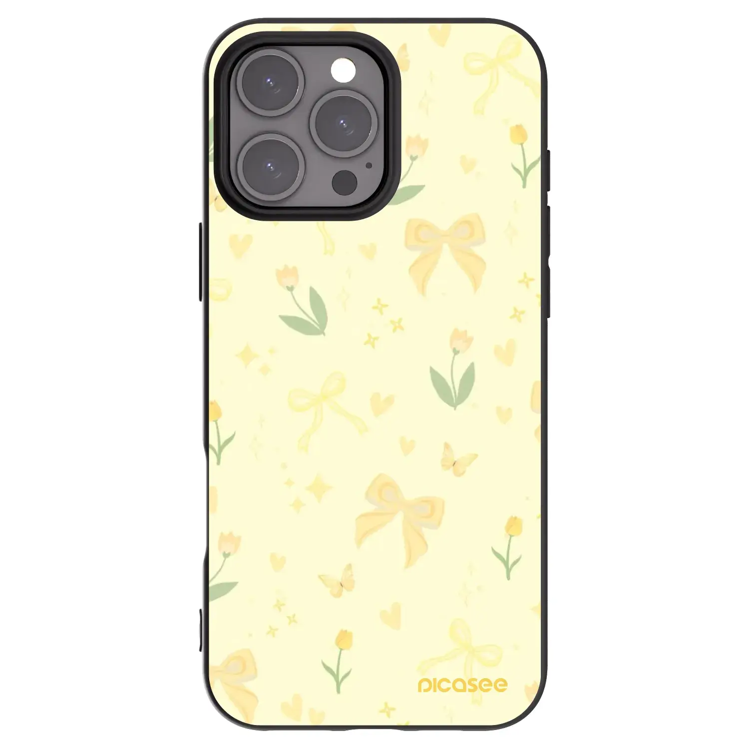 Silikonový černý obal pro Apple iPhone 16 Pro Max - Honey Blossom