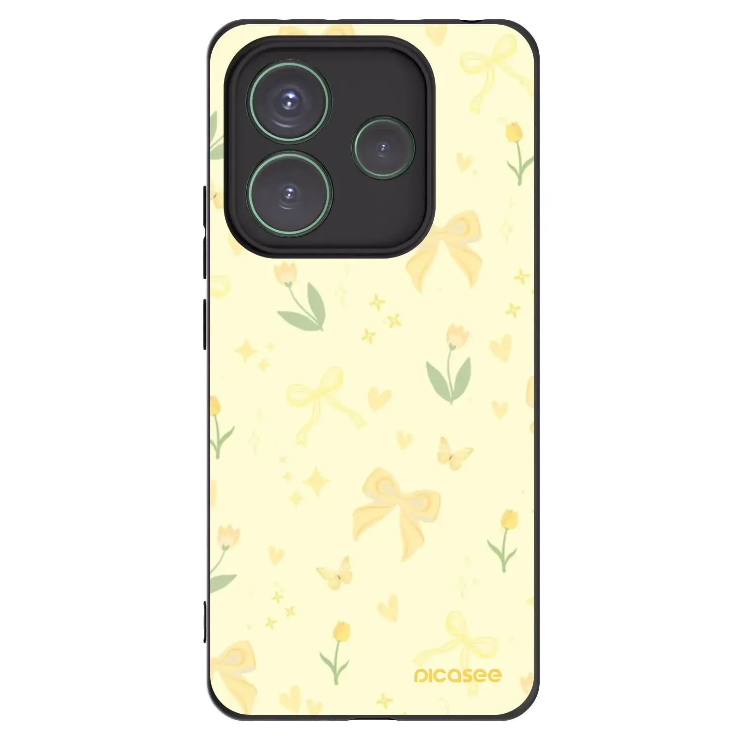 Silikonový černý obal pro Xiaomi Redmi Note 14 5G - Honey Blossom
