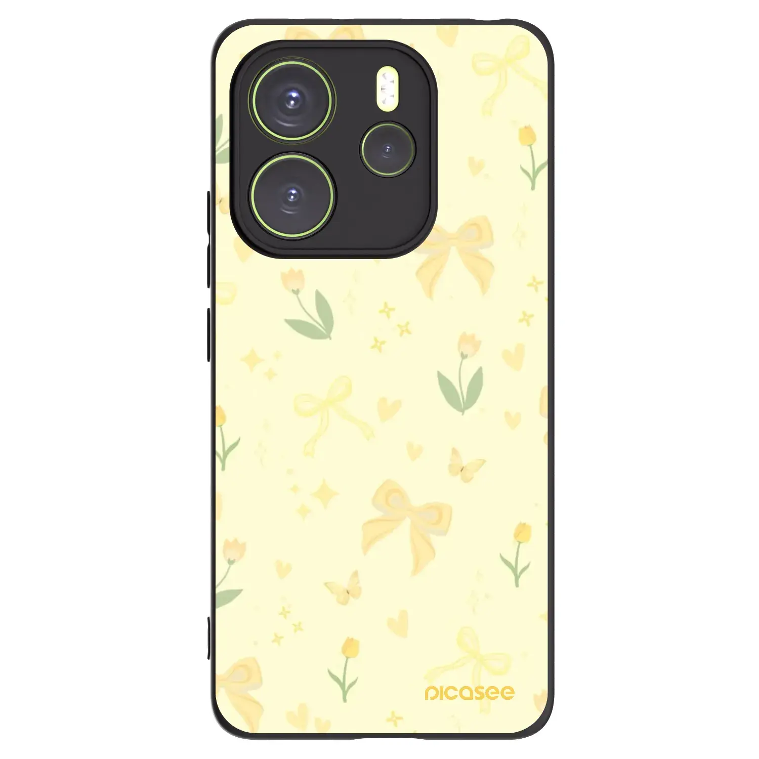 Silikonový černý obal pro Xiaomi Redmi Note 14 4G - Honey Blossom