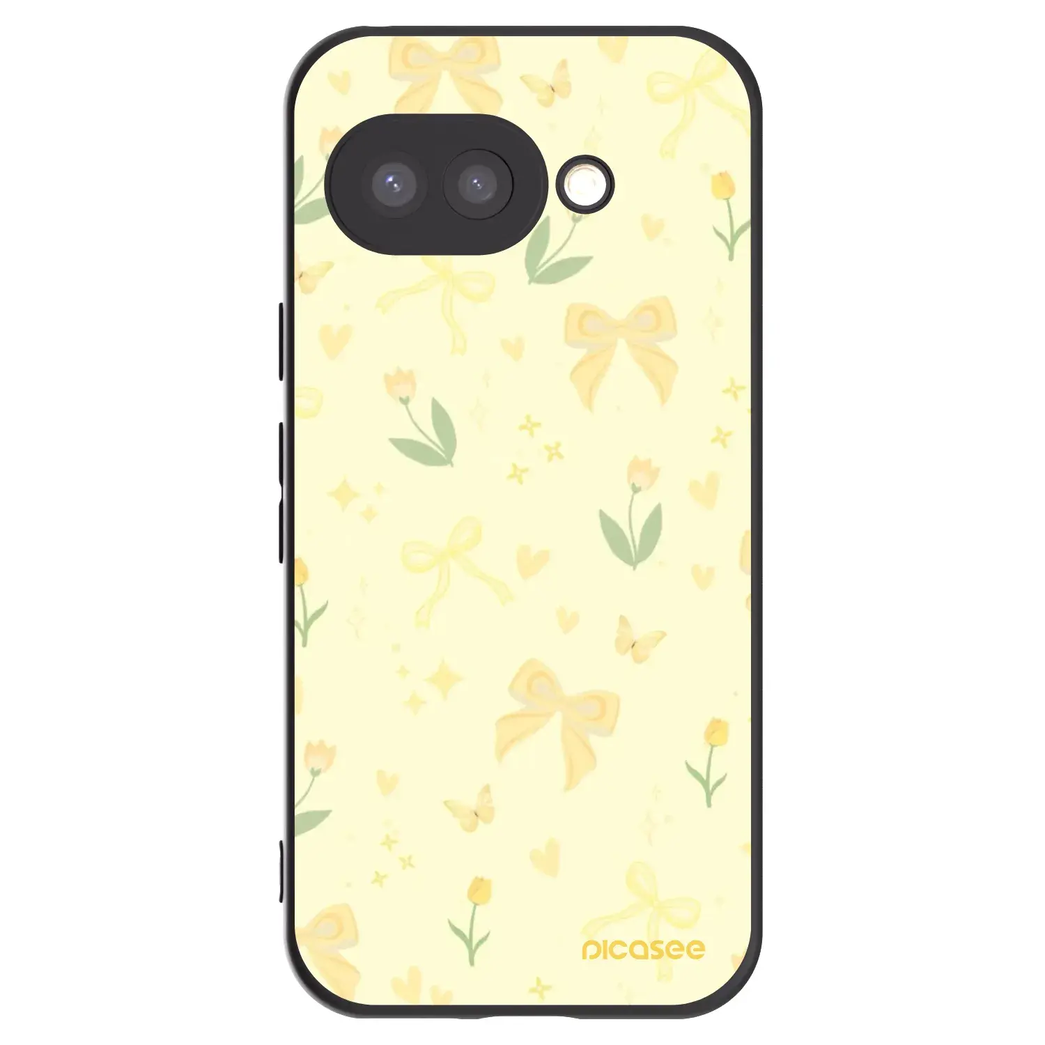 Silikonový černý obal pro Google Pixel 9a - Honey Blossom