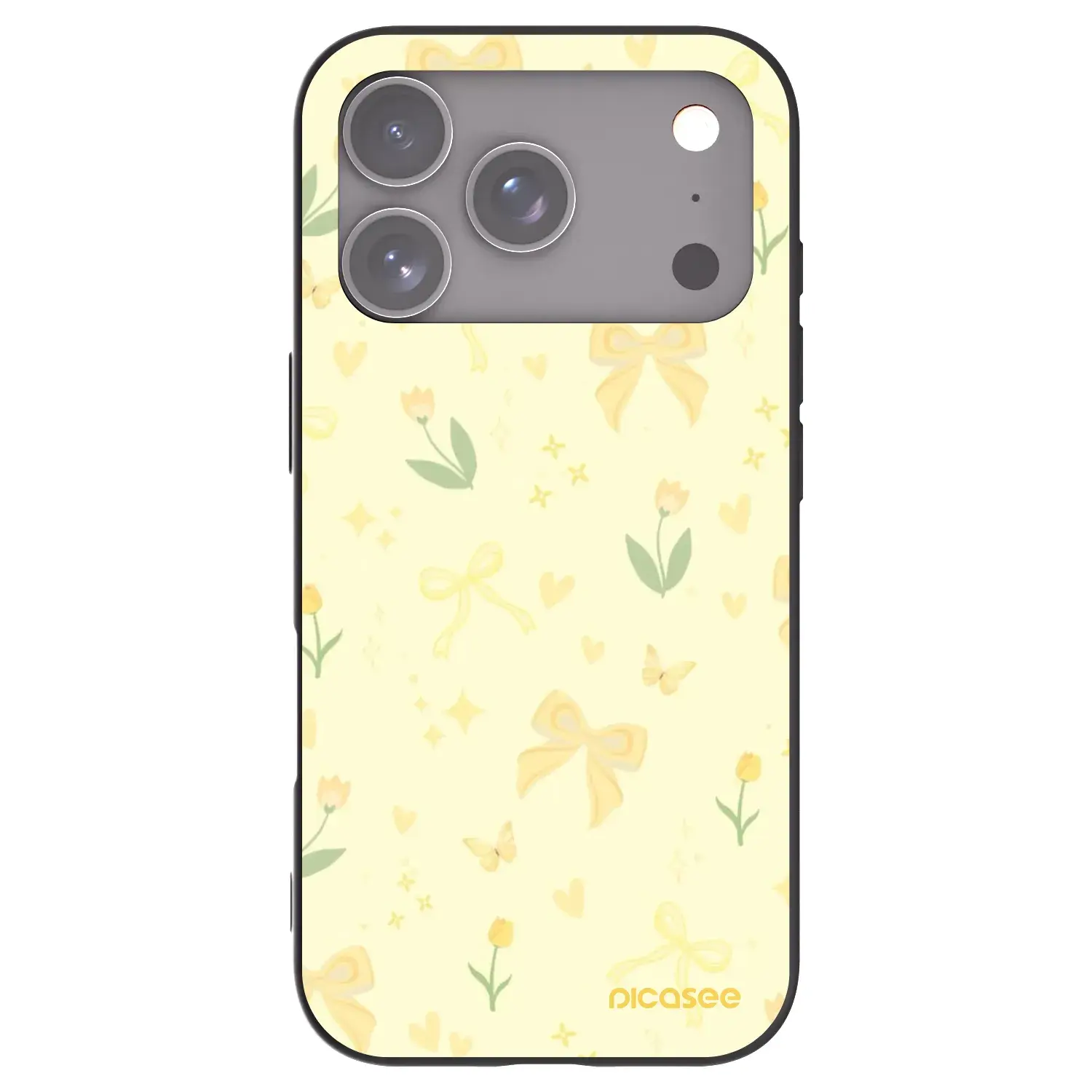 Silikonový černý obal pro Apple iPhone 17 Pro - Honey Blossom