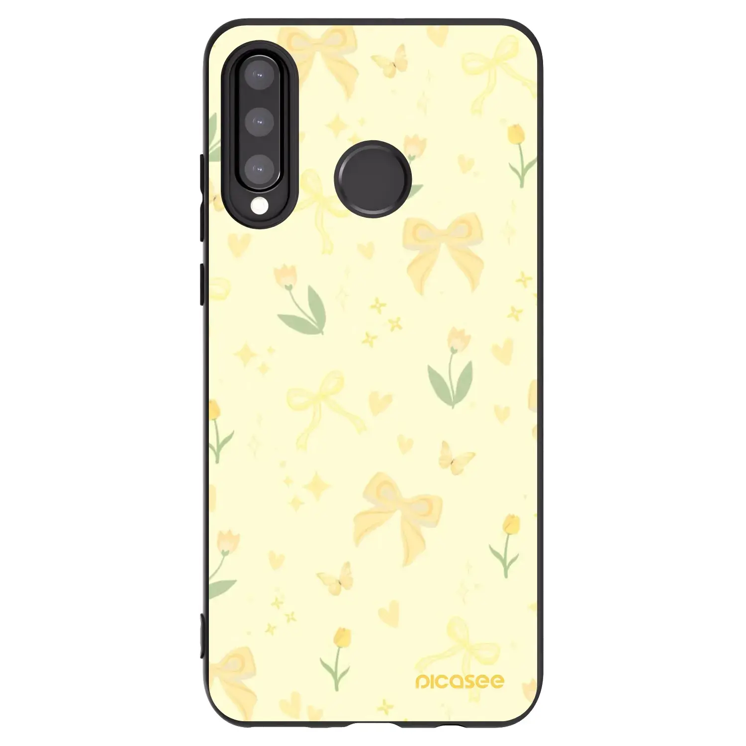 Silikonový černý obal pro Huawei P30 Lite - Honey Blossom