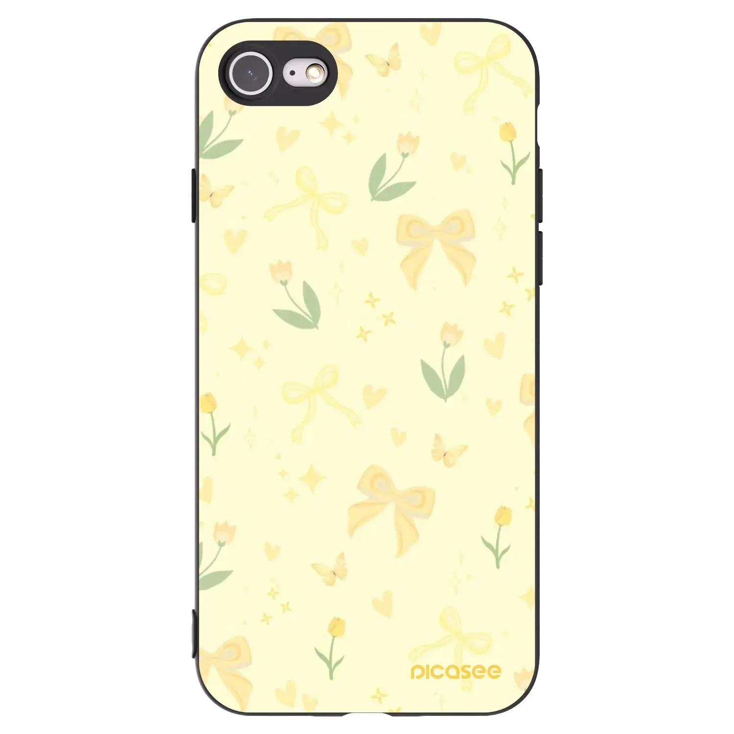 Silikonový černý obal pro Apple iPhone SE 2020 - Honey Blossom