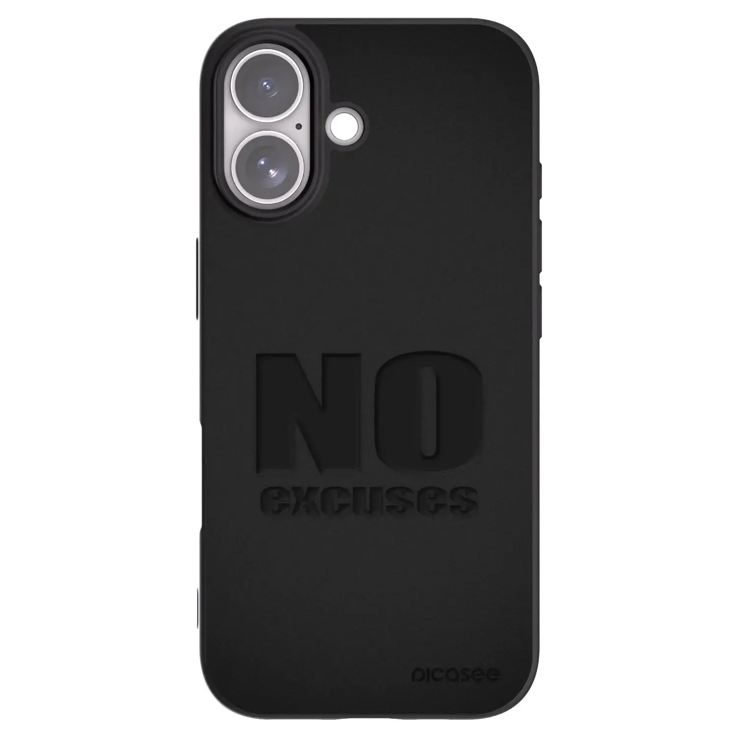 Silikonový černý obal pro Apple iPhone 17 - No Excuses
