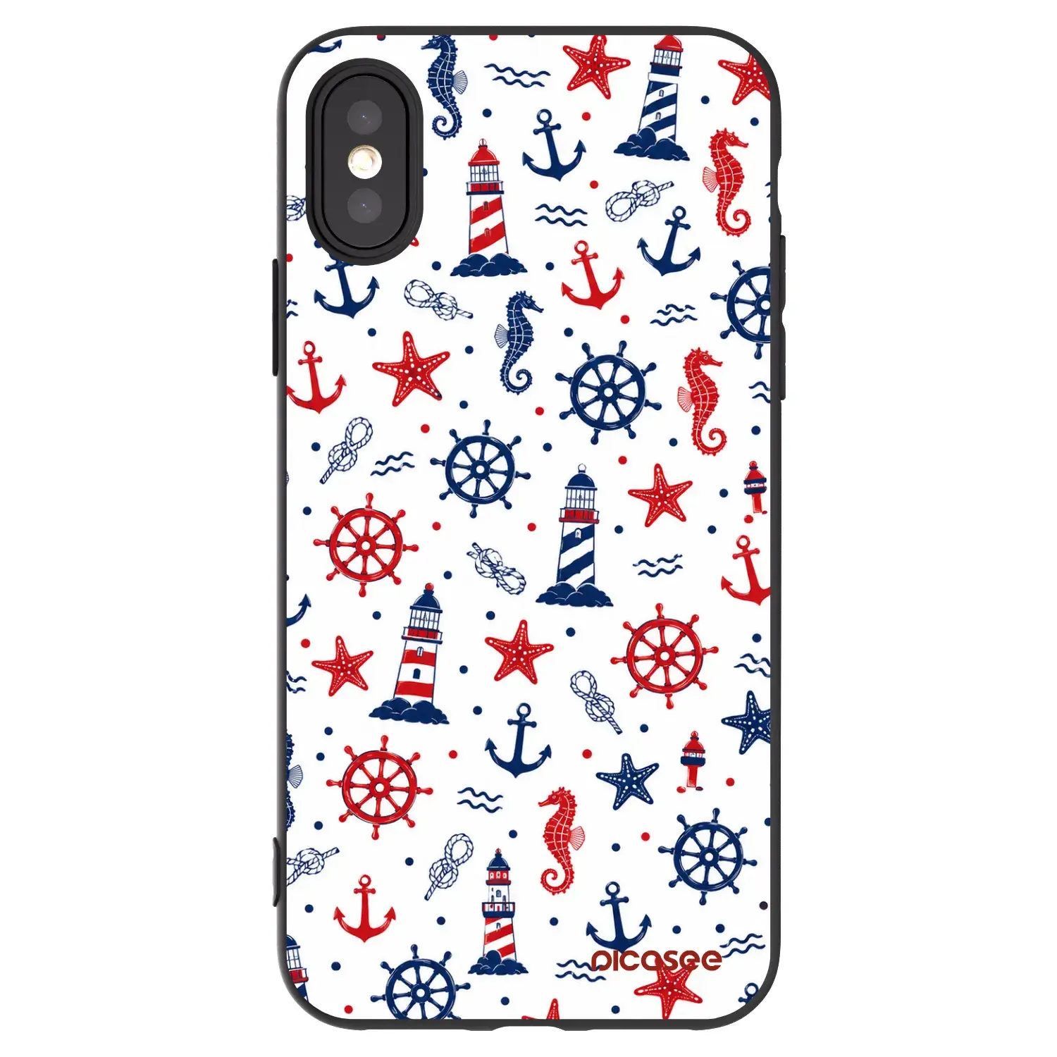 Silikonový černý obal pro Apple iPhone X/XS - Sailor Vibes