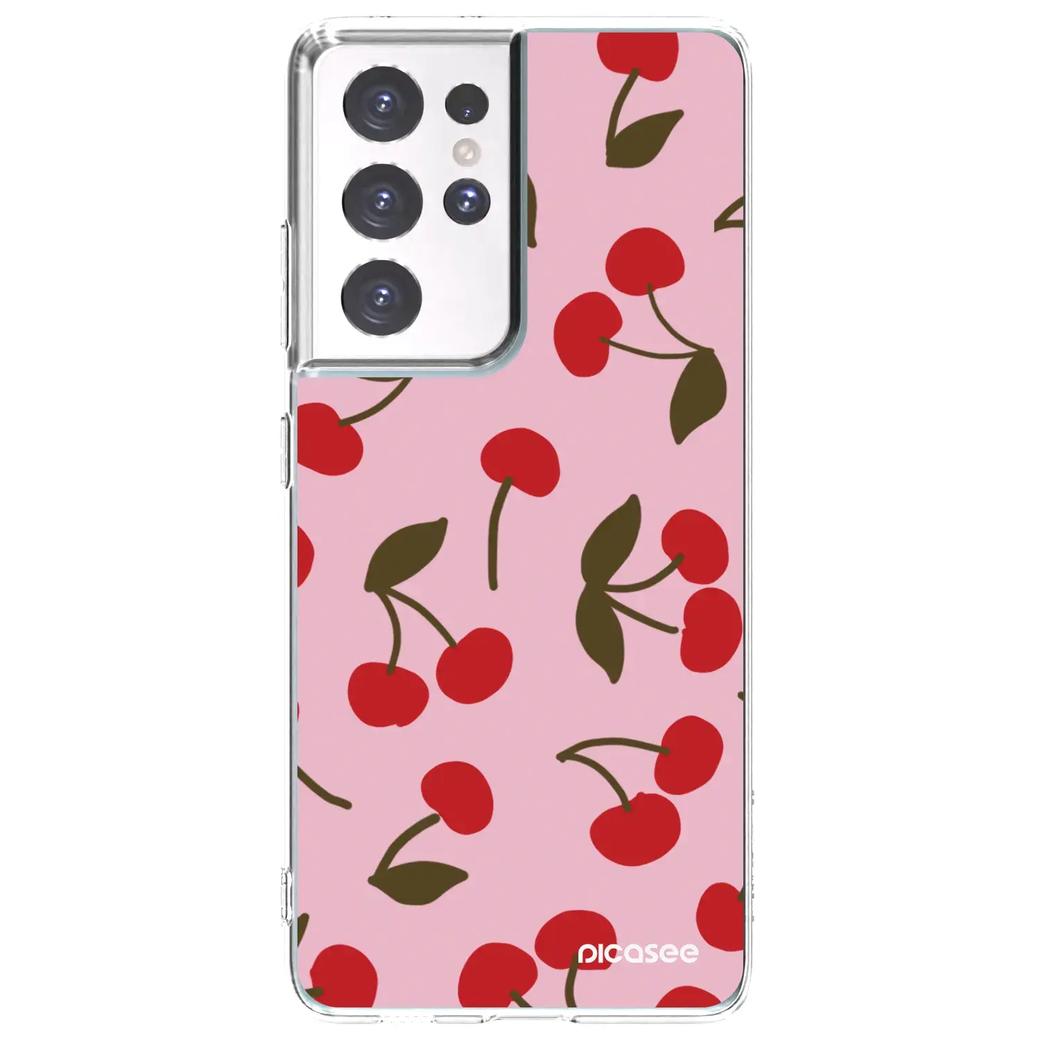 Silikonový průhledný obal pro Samsung Galaxy S21 Ultra 5G G998B - Cherry