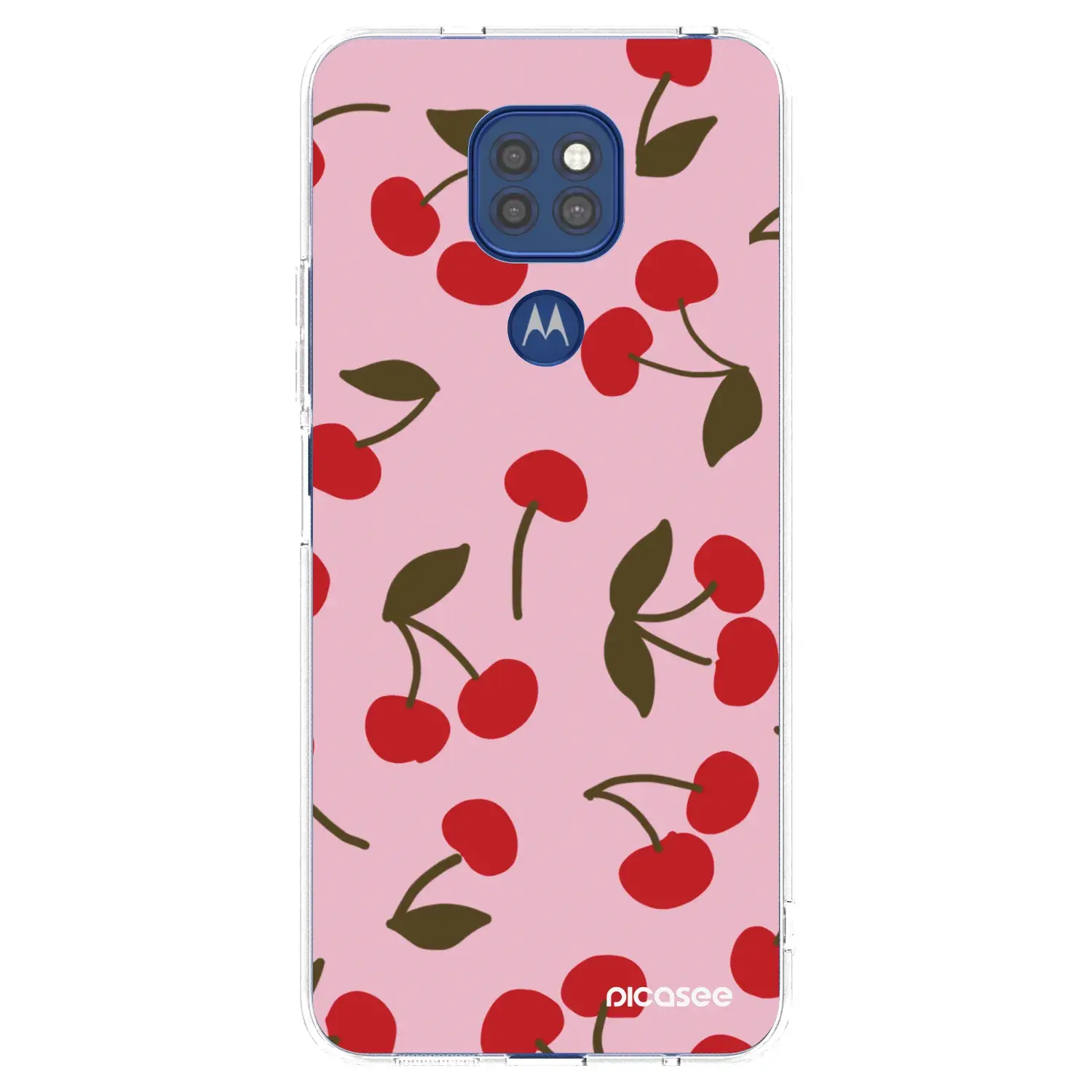 Silikonový průhledný obal pro Motorola Moto G9 Play - Cherry