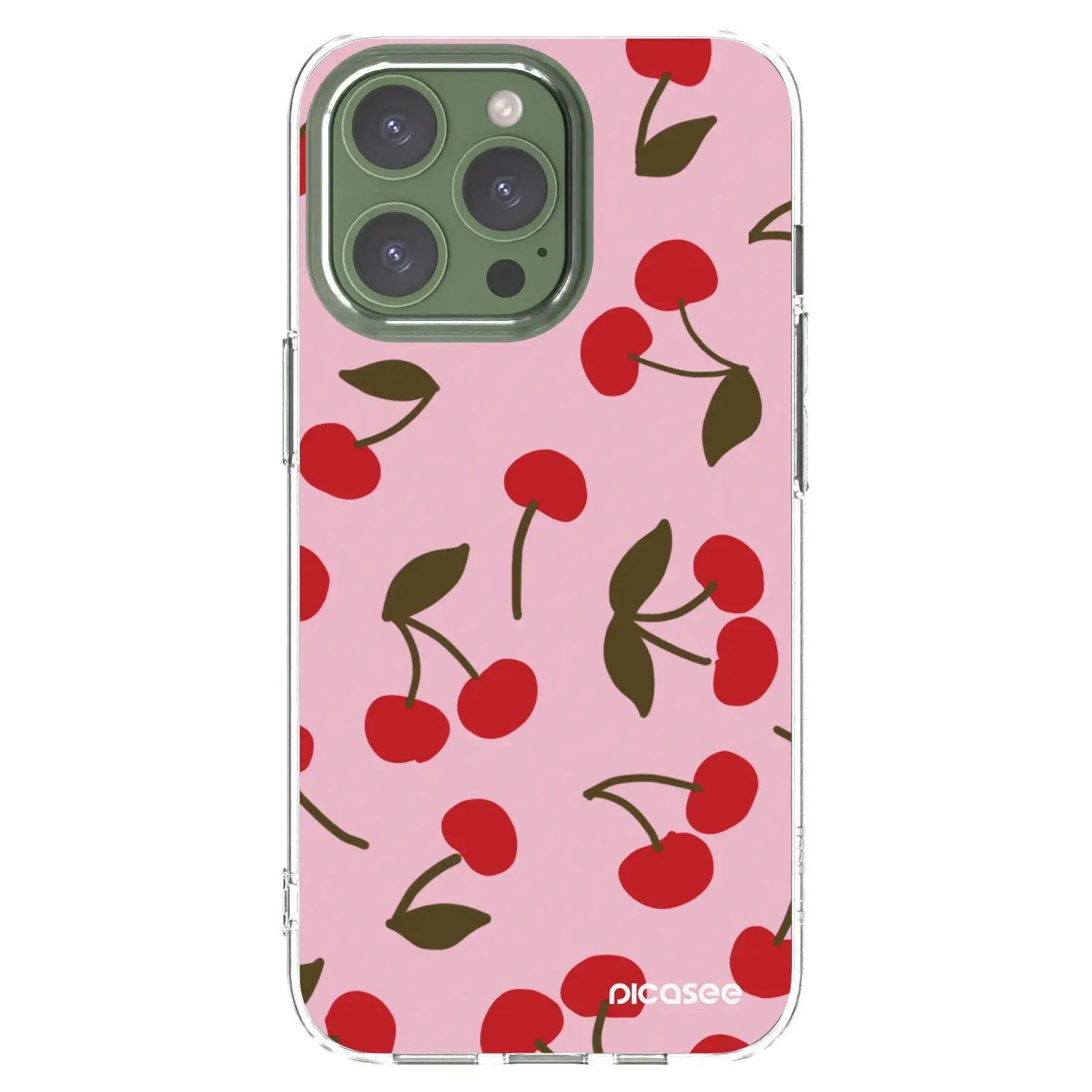 Silikonový průhledný obal pro Apple iPhone 13 Pro - Cherry