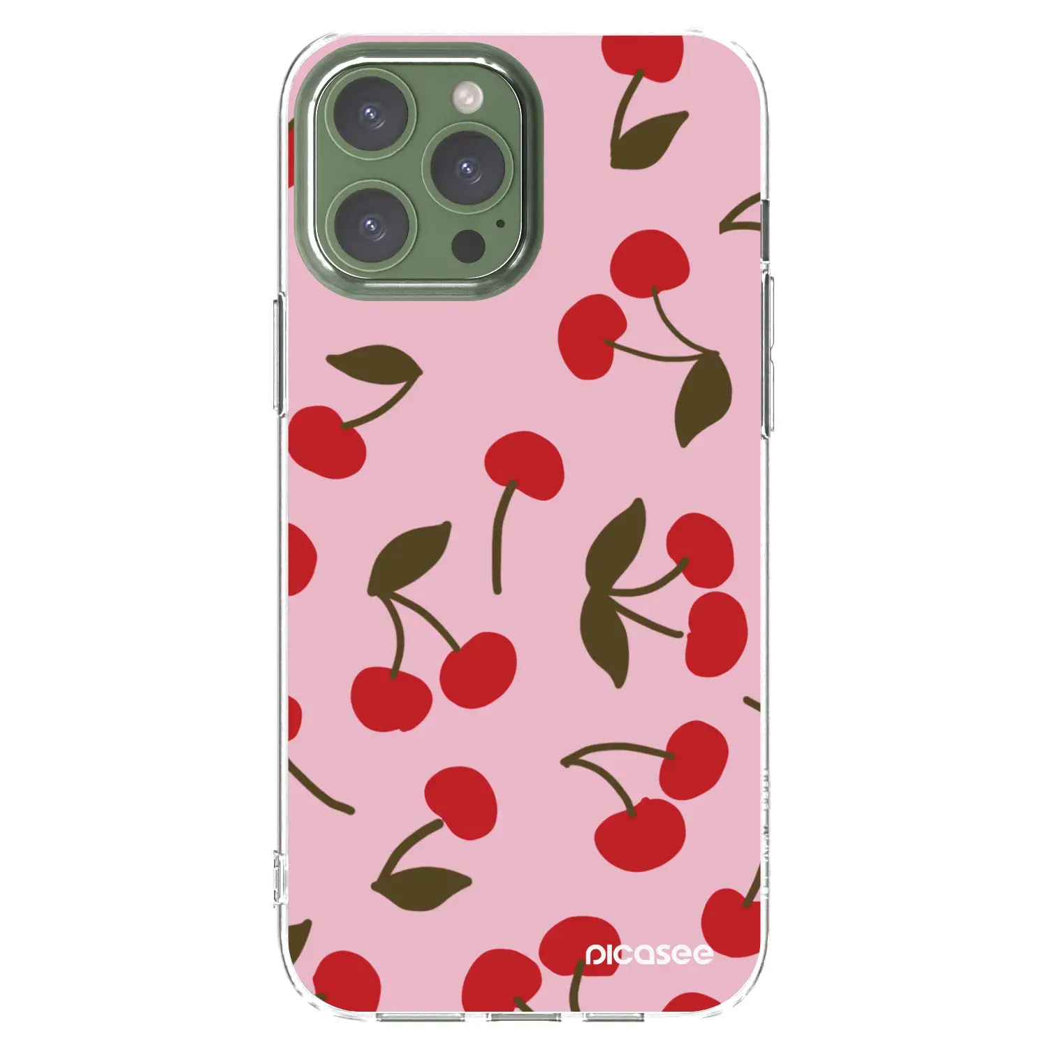 Silikonový průhledný obal pro Apple iPhone 13 Pro Max - Cherry