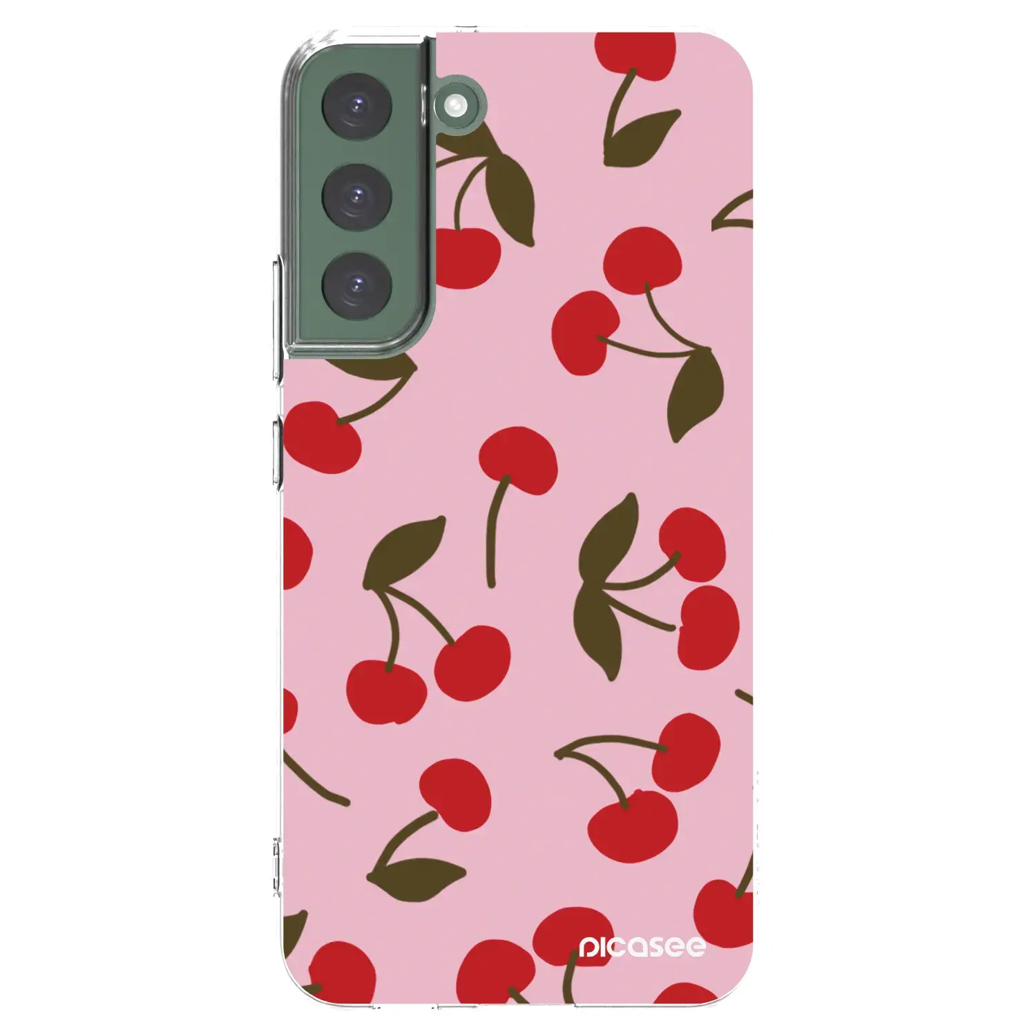 Silikonový průhledný obal pro Samsung Galaxy S22+ 5G - Cherry