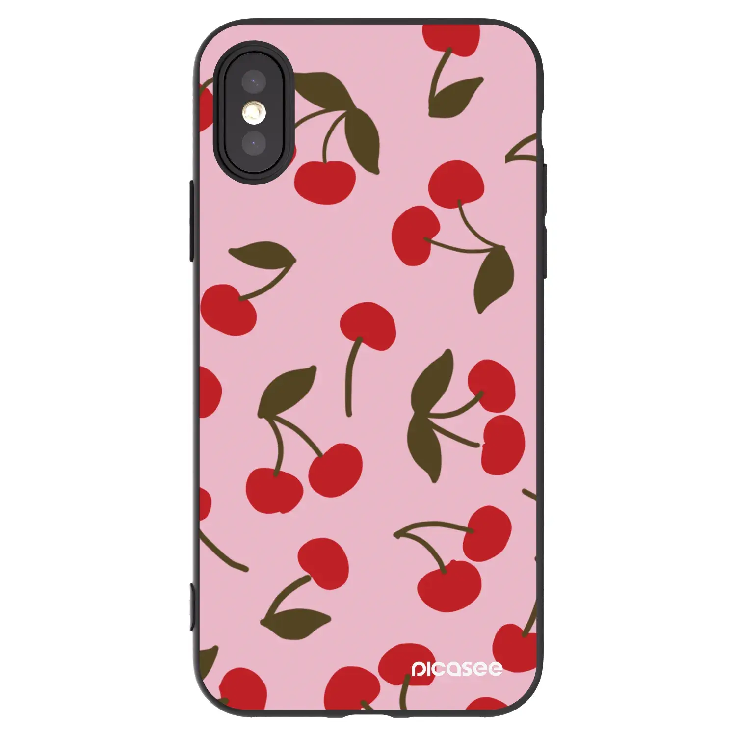 Silikonový černý obal pro Apple iPhone X/XS - Cherry