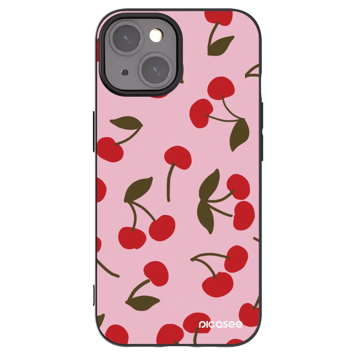 Silikonový černý obal pro Apple iPhone 15 - Cherry