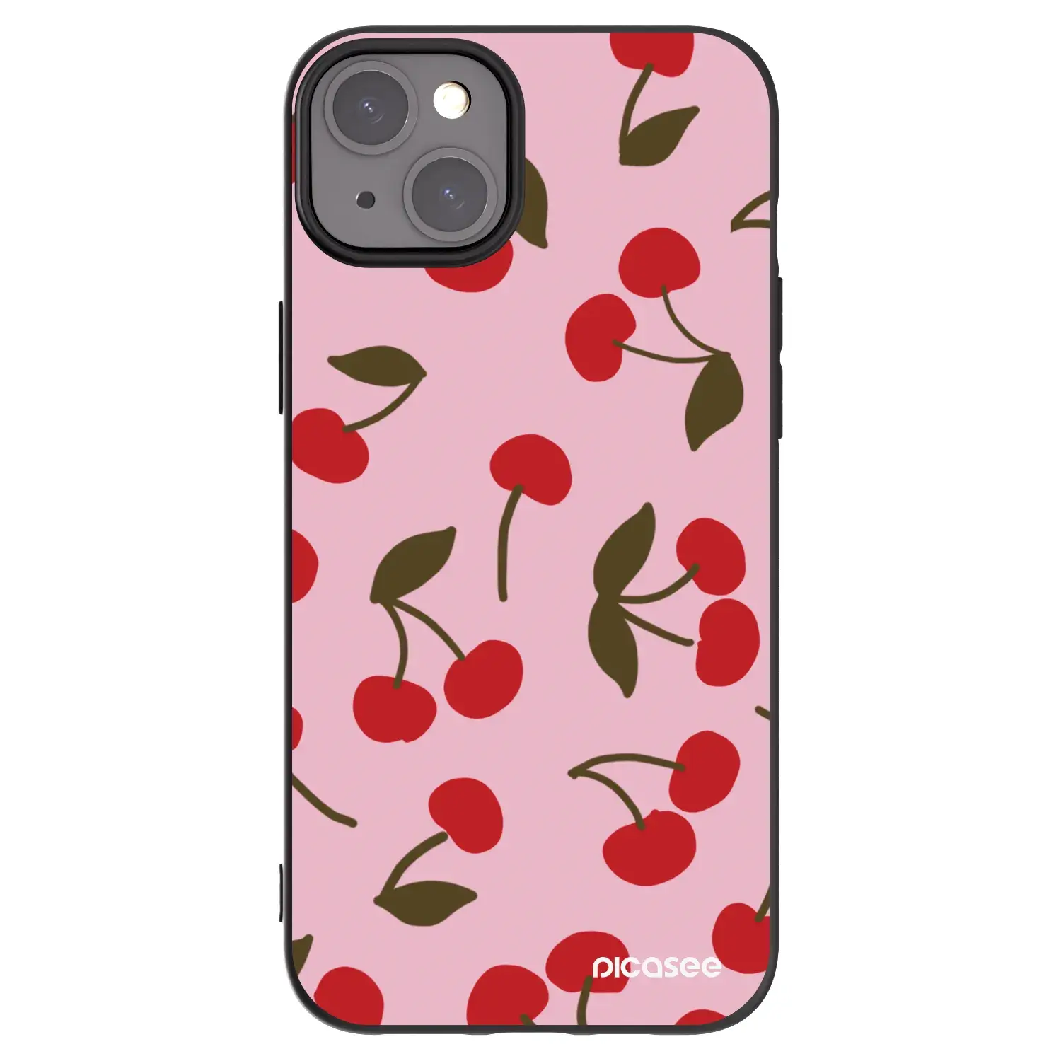 Silikonový černý obal pro Apple iPhone 15 Plus - Cherry