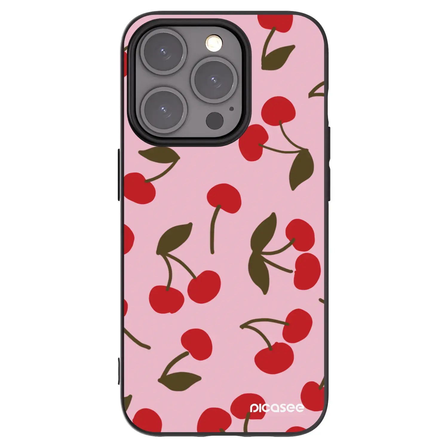 Silikonový černý obal pro Apple iPhone 15 Pro - Cherry