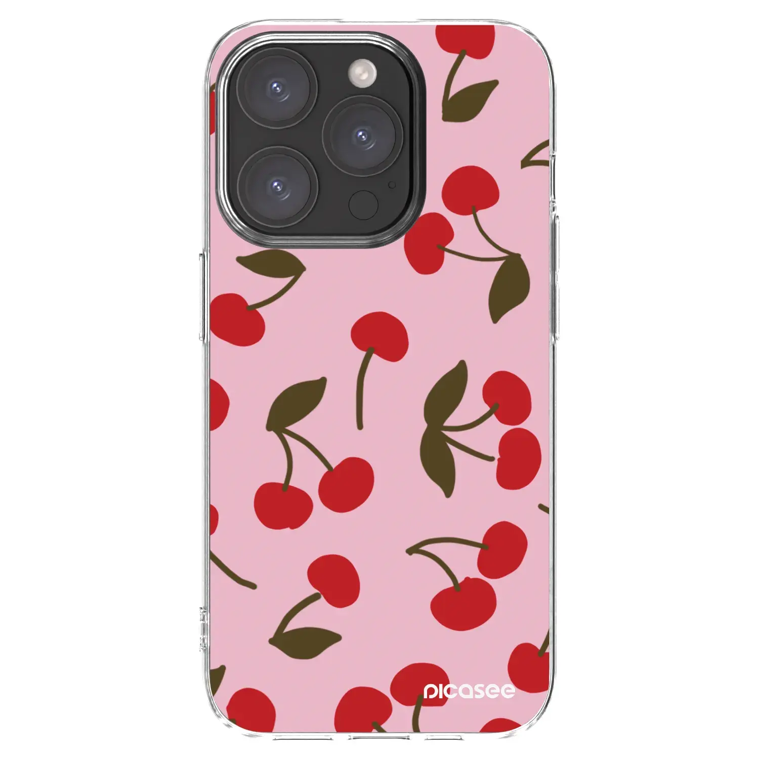 Silikonový průhledný obal pro Apple iPhone 15 Pro - Cherry