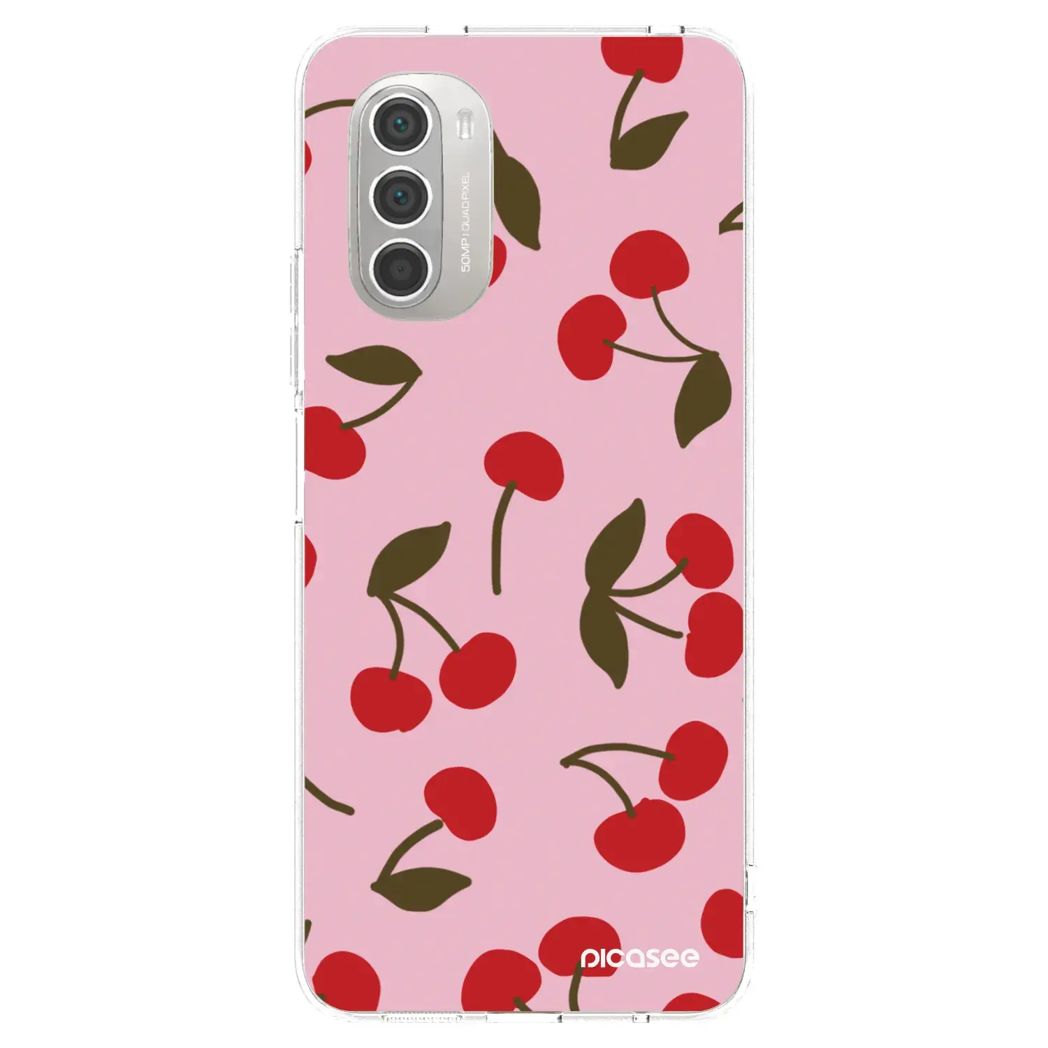 Silikonový průhledný obal pro Motorola Moto G51 - Cherry