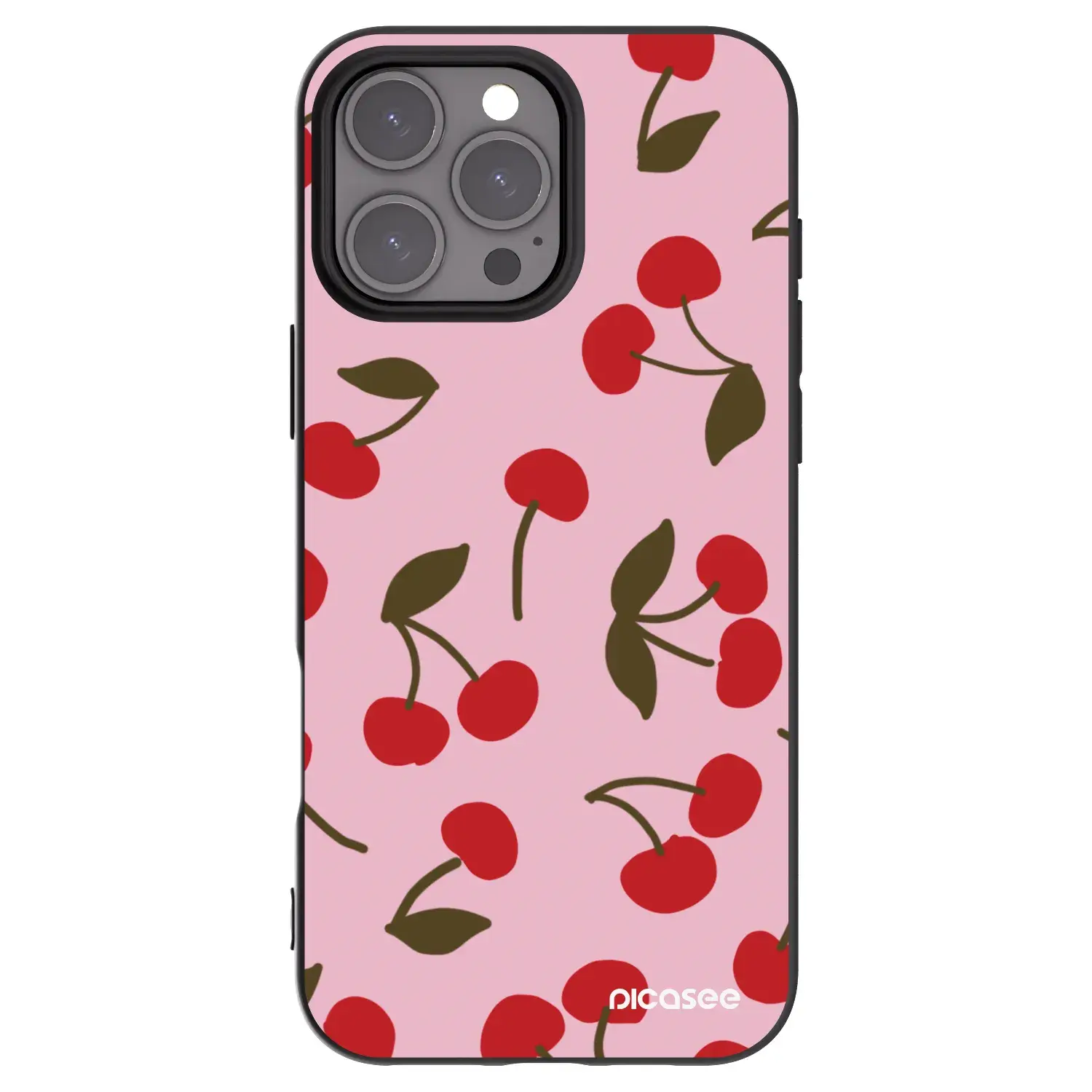 Silikonový černý obal pro Apple iPhone 16 Pro Max - Cherry