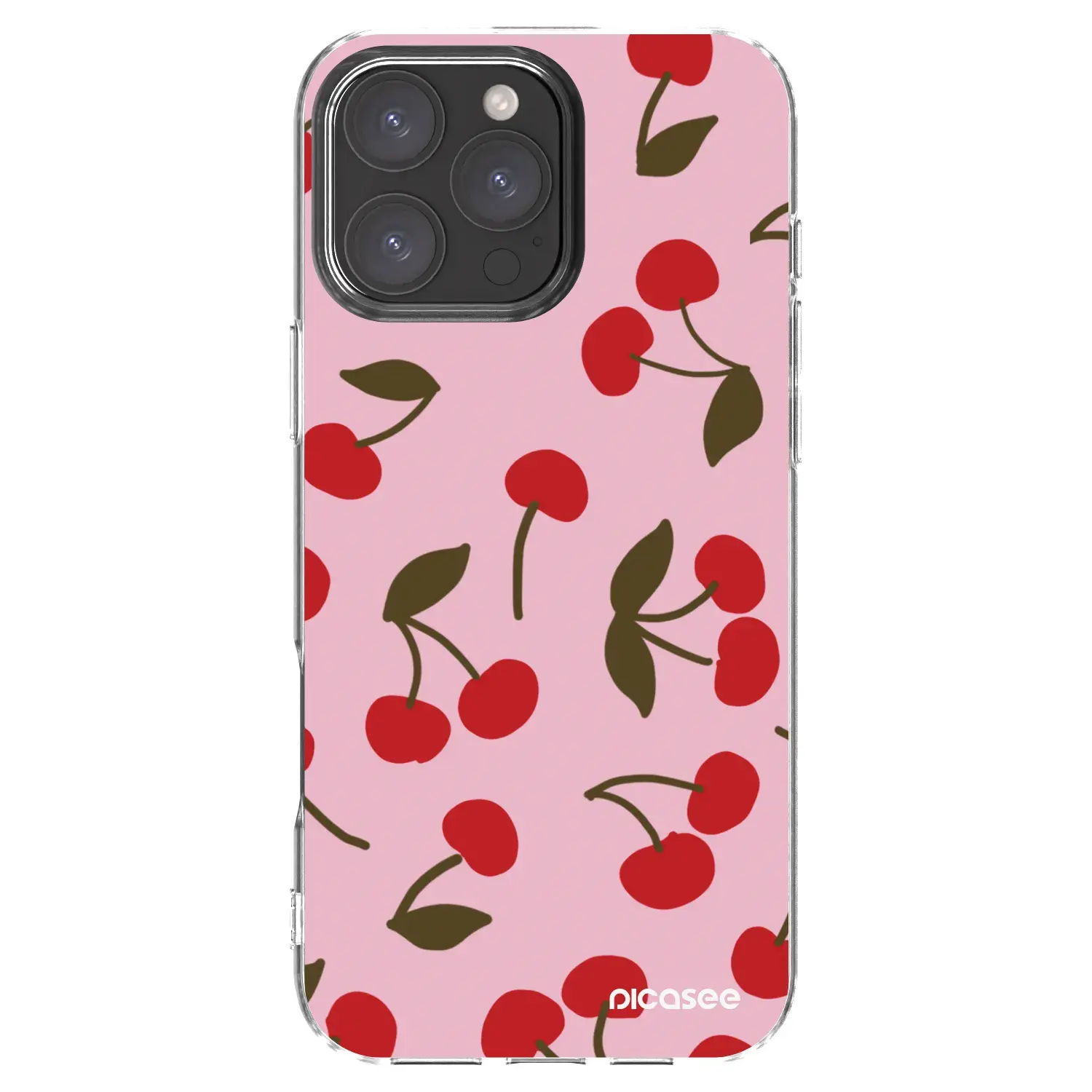 Silikonový průhledný obal pro Apple iPhone 16 Pro Max - Cherry
